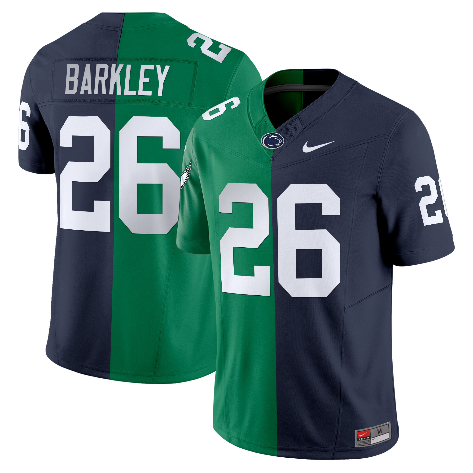 Men's Saquon Barkley Philadelphia Eagles Split Vapor Limited Kelly Green - Navy Jersey - All Stitched