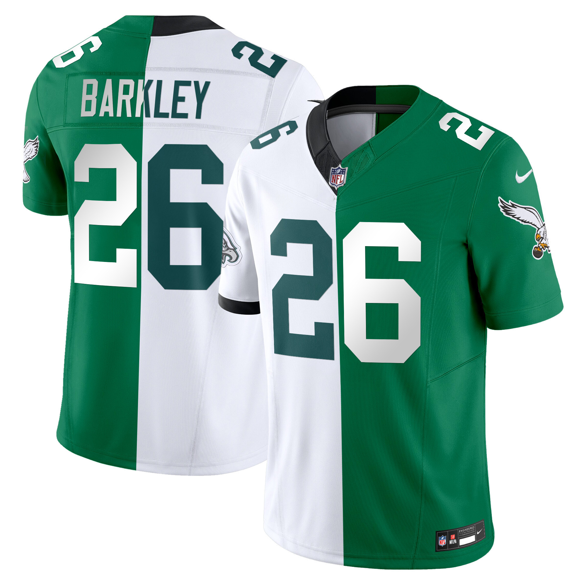 Men's Saquon Barkley Philadelphia Eagles Split Vapor Limited Kelly Green - White Jersey - All Stitched