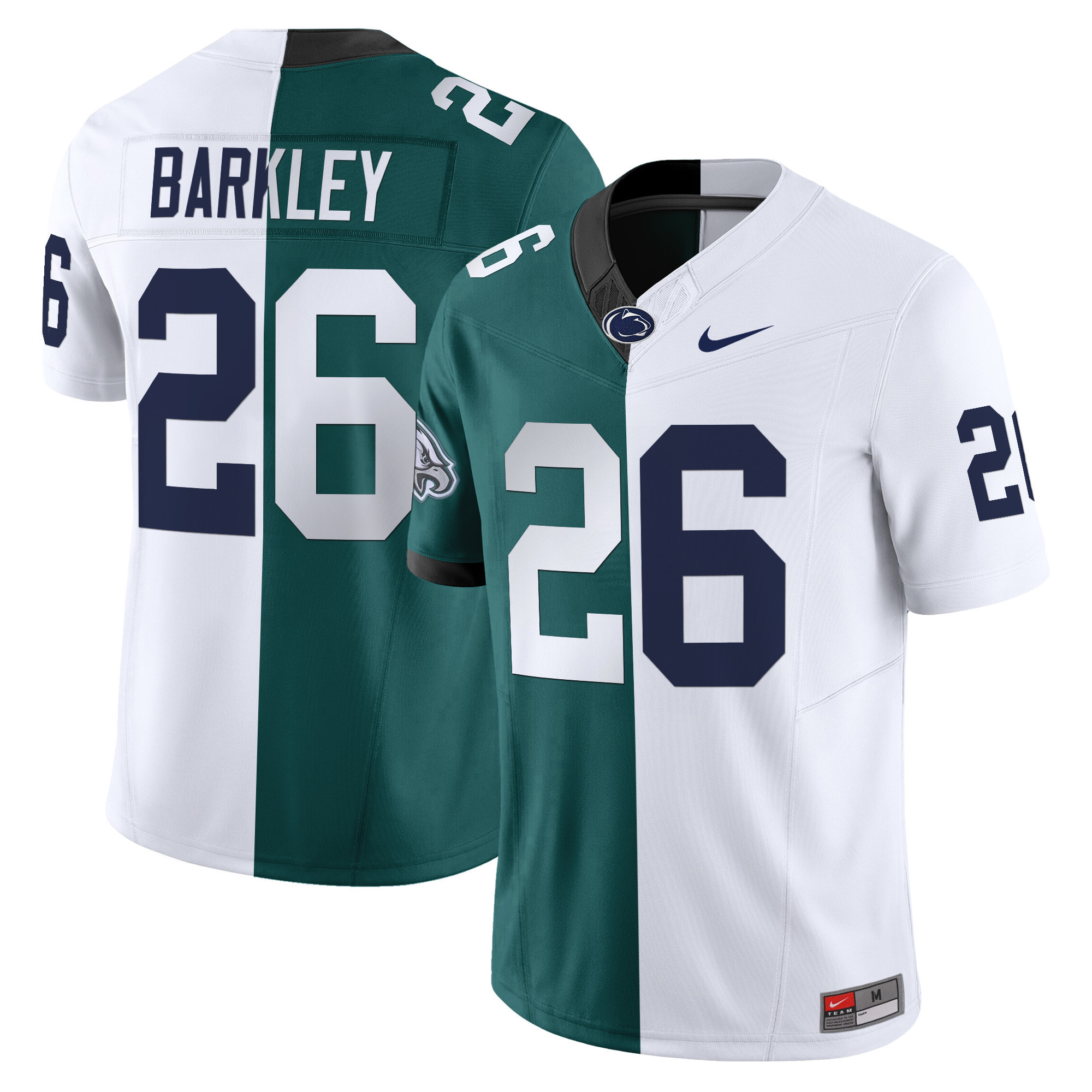 Men's Saquon Barkley Philadelphia Eagles Split Vapor Limited Midnight Green - White Jersey - All Stitched