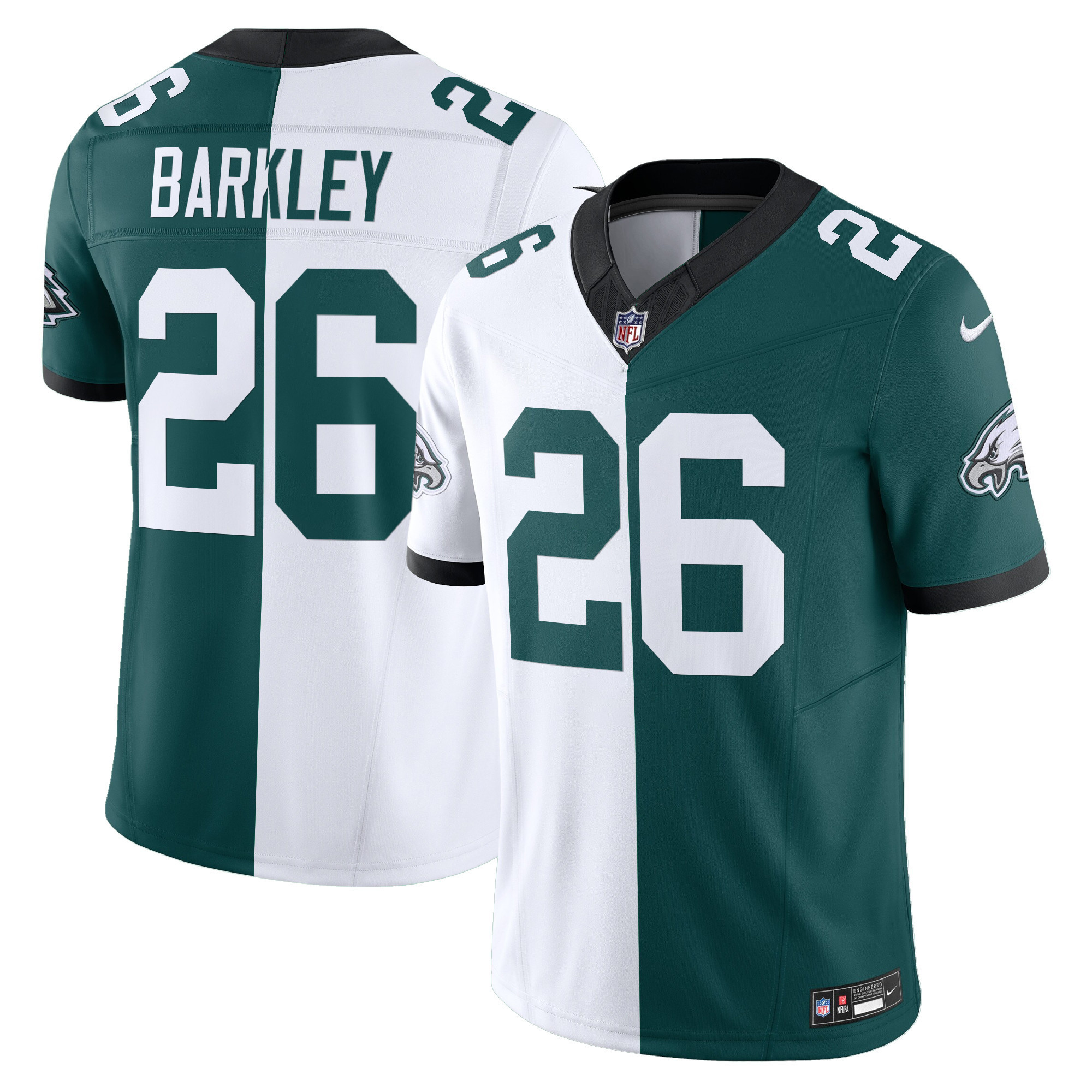 Men's Saquon Barkley Philadelphia Eagles Split Vapor Limited Midnight Green - White Jersey - All Stitched