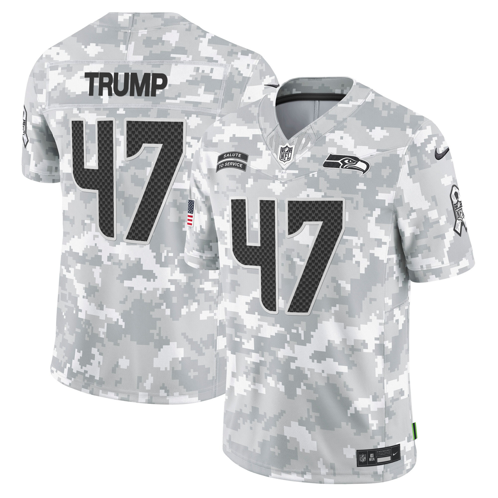 Men's Seattle Seahawks 2024 Salute to Service Vapor Limited Donald Trump Jersey - All Stitched
