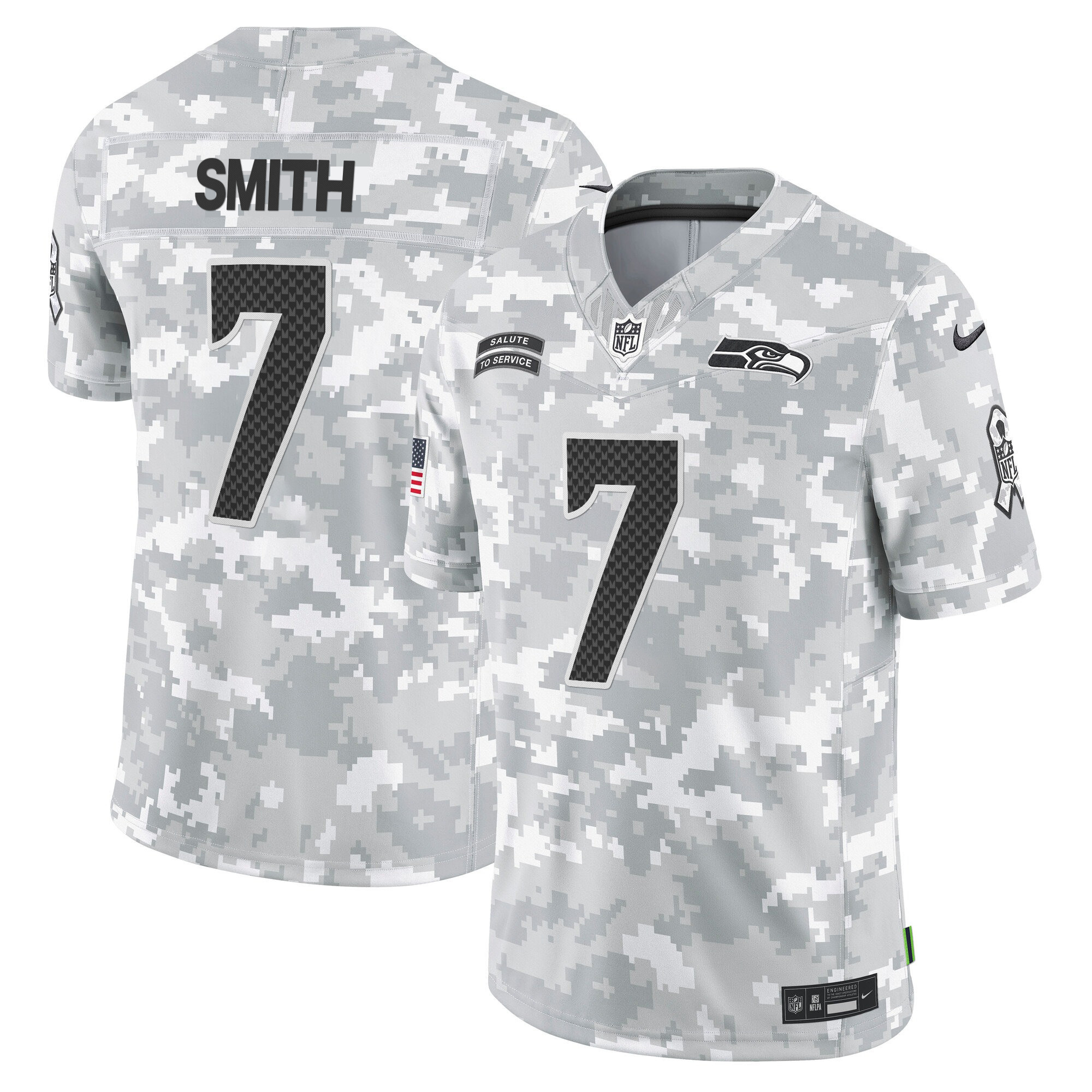 Men's Seattle Seahawks 2024 Salute to Service Vapor Limited Geno Smith Jersey - All Stitched