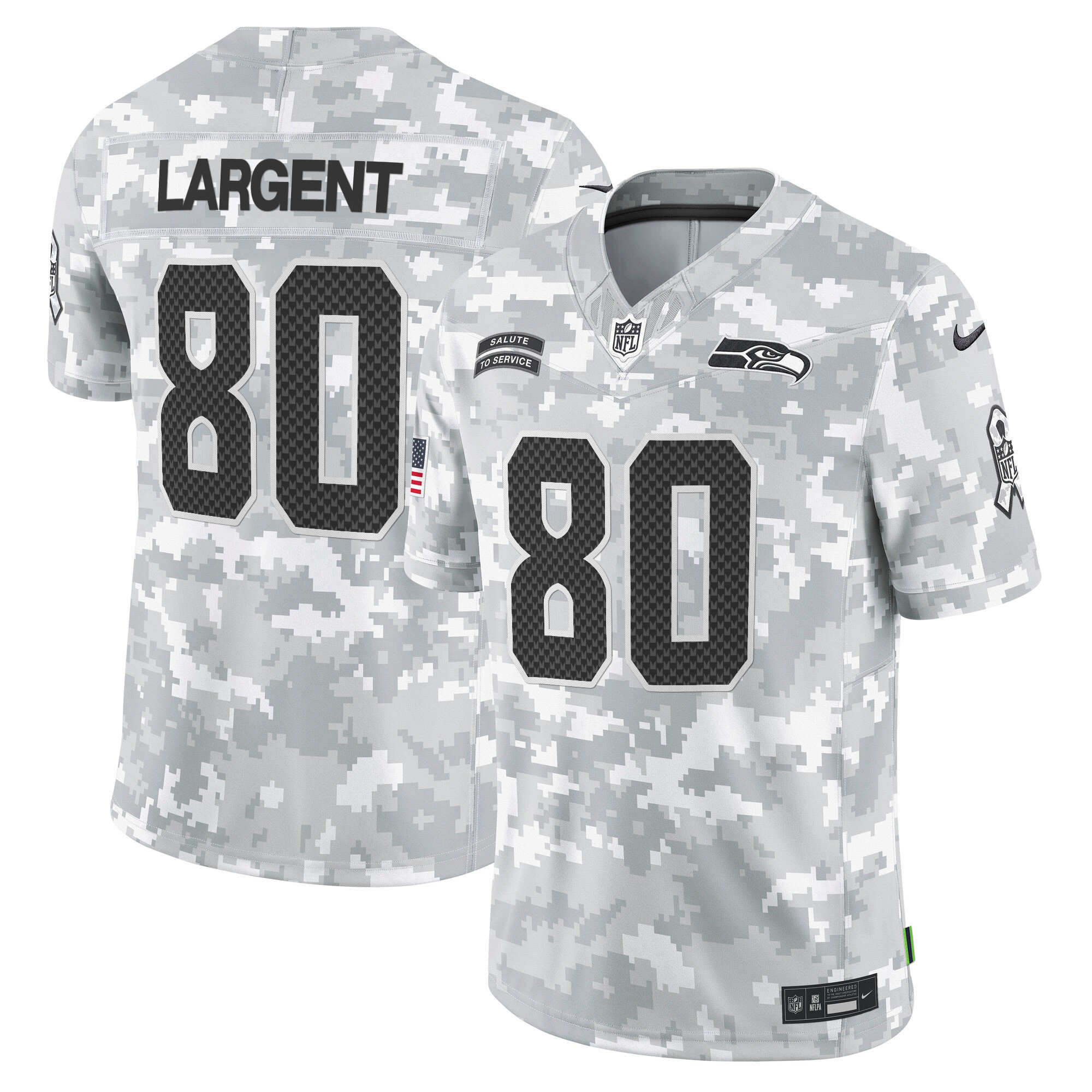 Men's Seattle Seahawks 2024 Salute to Service Vapor Limited Steve Largent Jersey - All Stitched