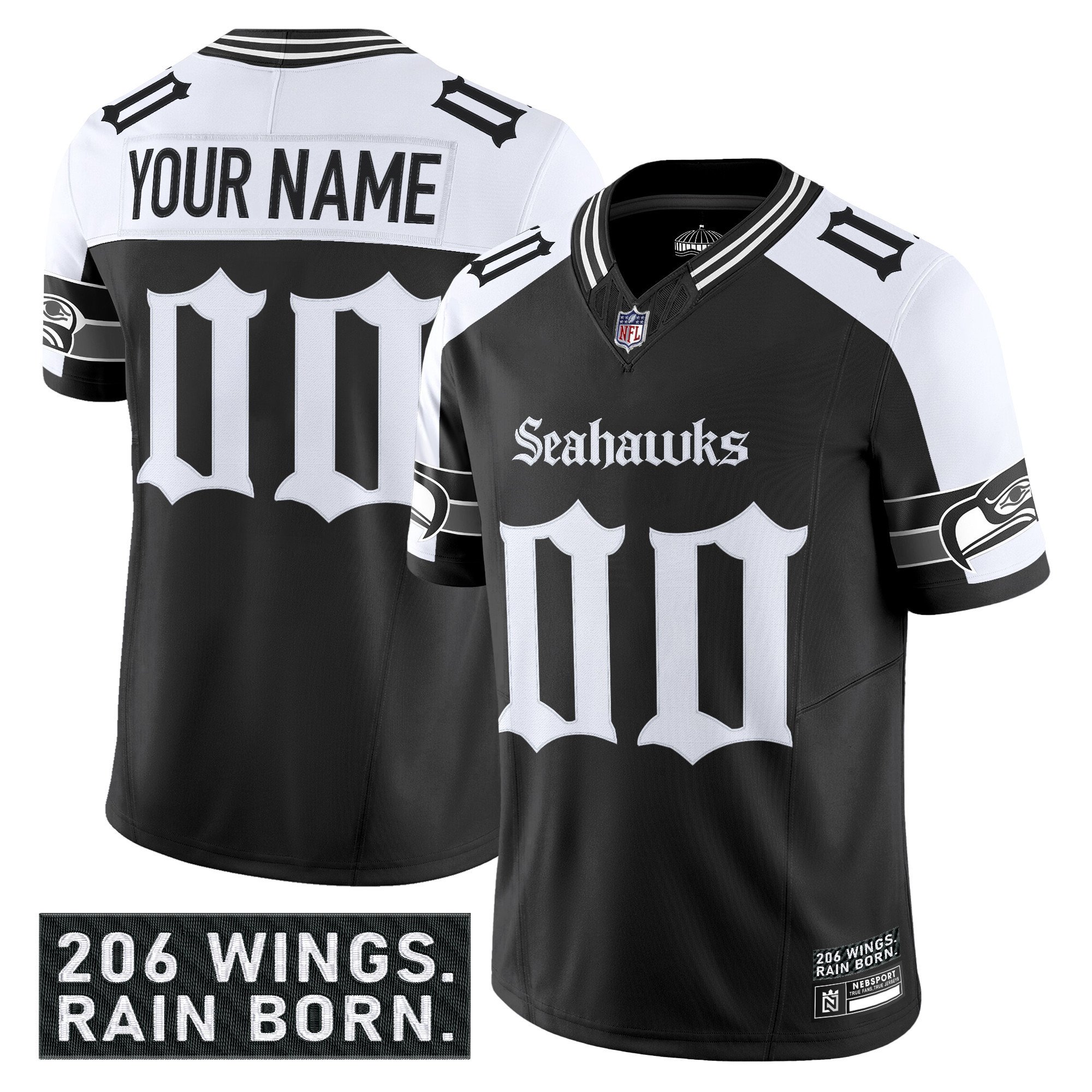 Men's Seattle Seahawks 'Gothic Rain City Shadows Edition' Vapor Limited Custom Alternate Jersey - All Stitched
