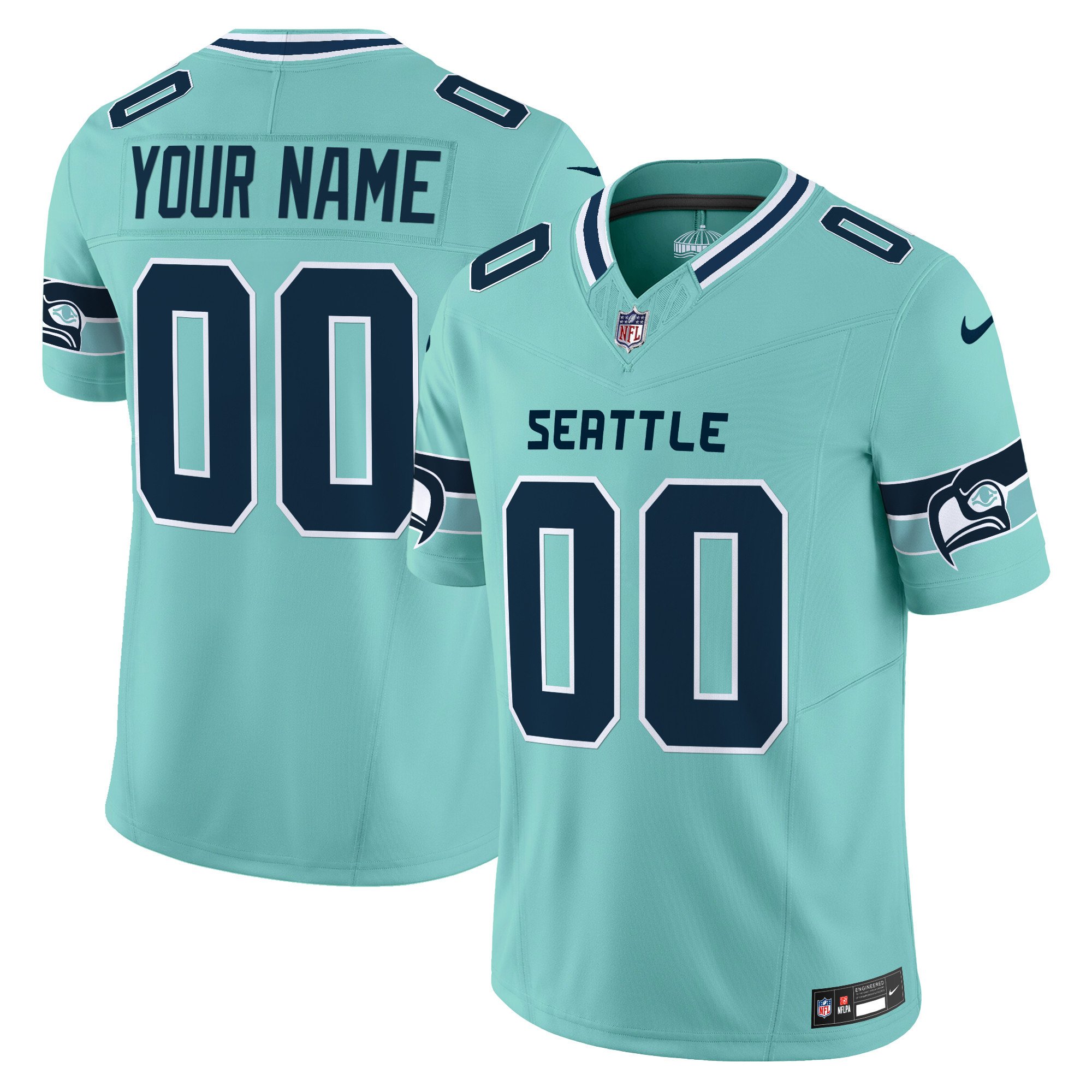 Men's Seattle Seahawks "Seattle City" Vapor Limited Custom Teal Jersey - All Stitched