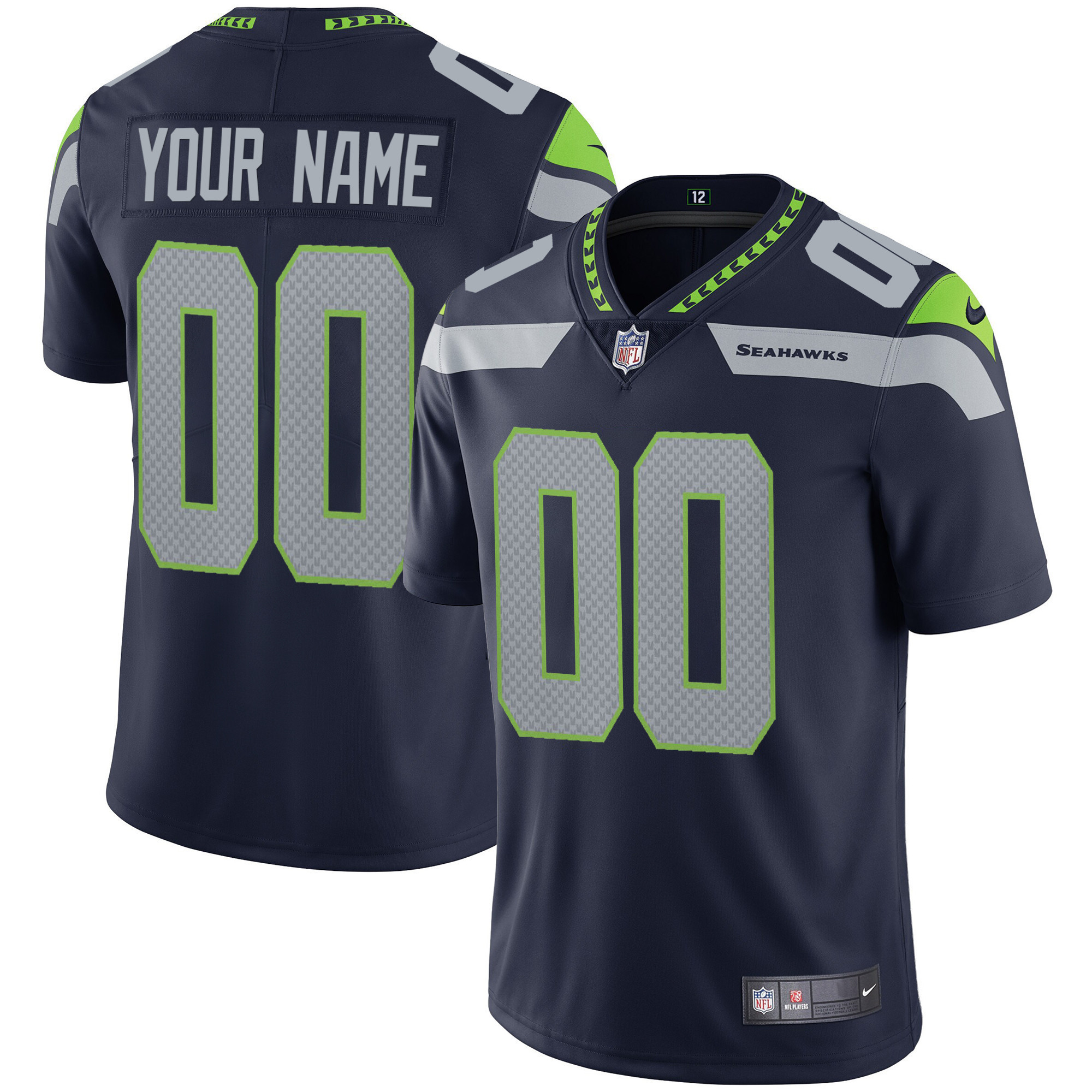 Men's Seattle Seahawks Vapor Custom Royal Jersey - All Stitched