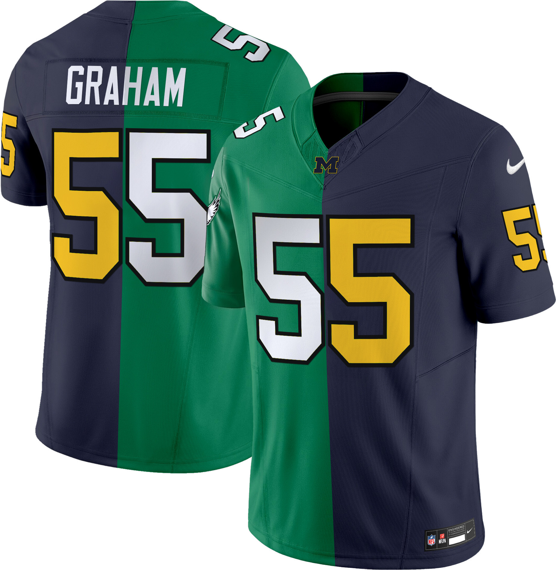 Men's Split Philadelphia Eagles & College Football Vapor Limited Brandon Graham Jersey - All Stitched