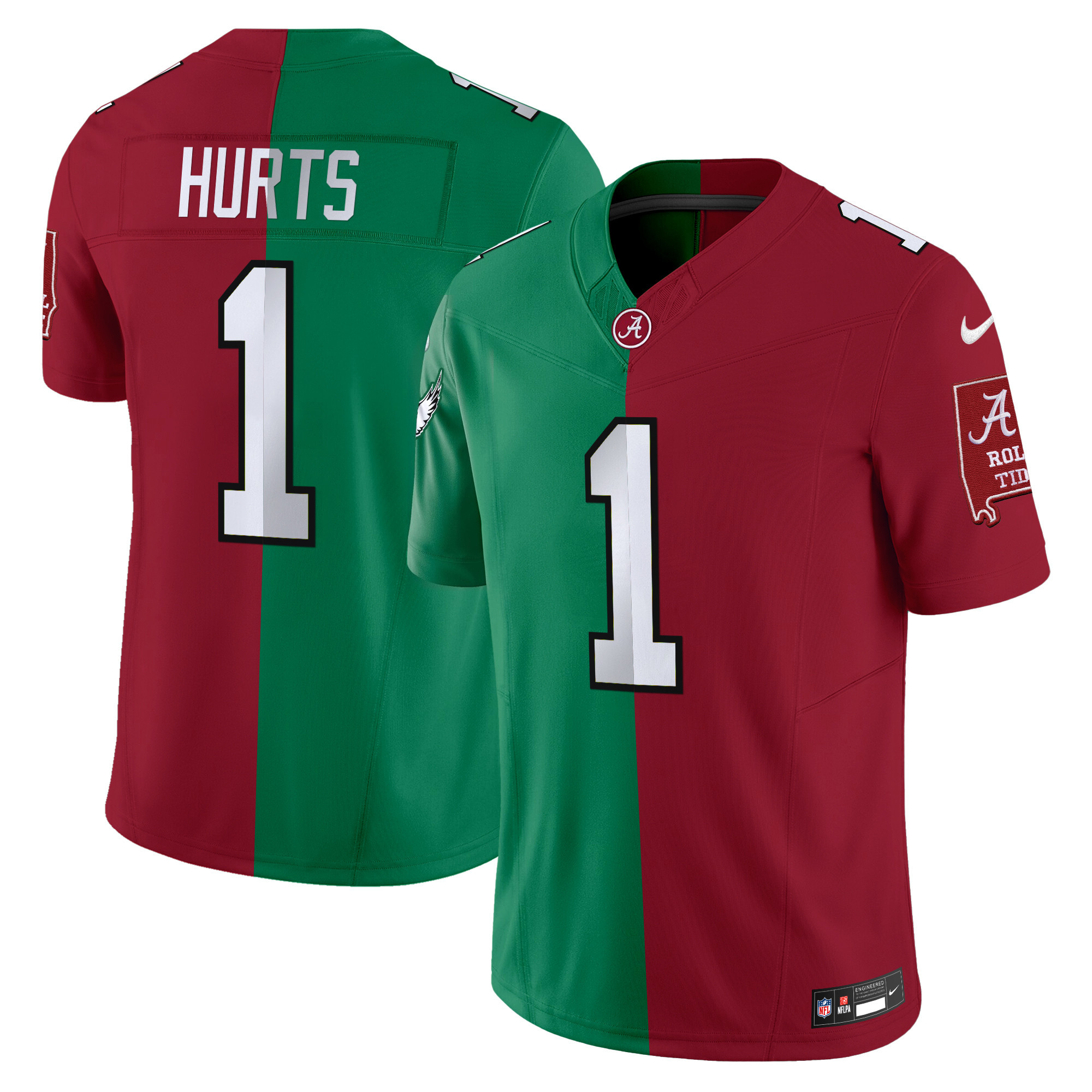 Men's Split Philadelphia Eagles & College Football Vapor Limited Jalen Hurts Jersey - All Stitched