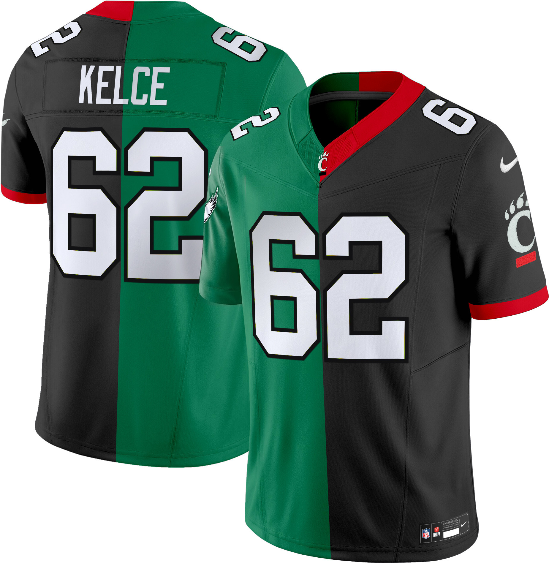 Men's Split Philadelphia Eagles & College Football Vapor Limited Jason Kelce Jersey - All Stitched