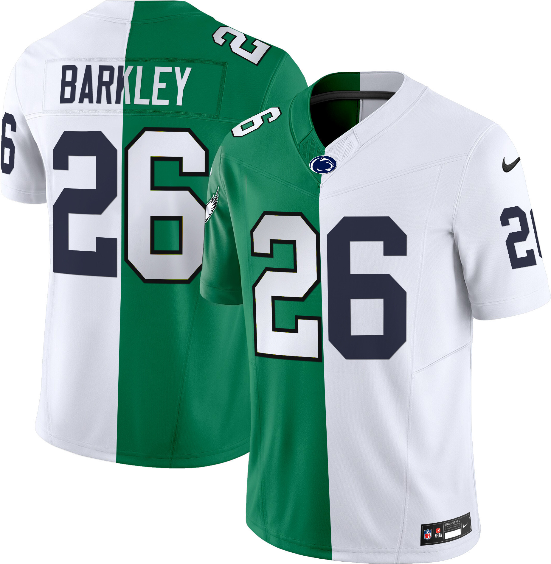 Men's Split Philadelphia Eagles & College Football Vapor Limited Saquon Barkley Jersey - All Stitched