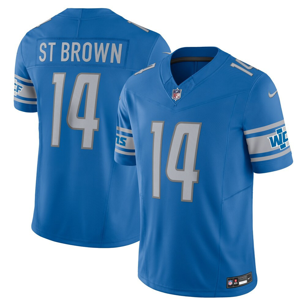 Men's St. Brown Detroit Lions Blue Vapor F.U.S.E. Limited St. Brown Jersey - All Stitched