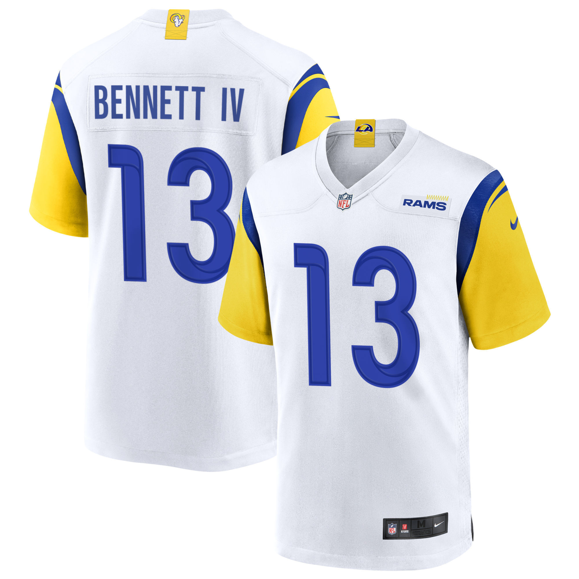 Men's Stetson Bennett Los Angeles Rams White Jersey - All Stitched
