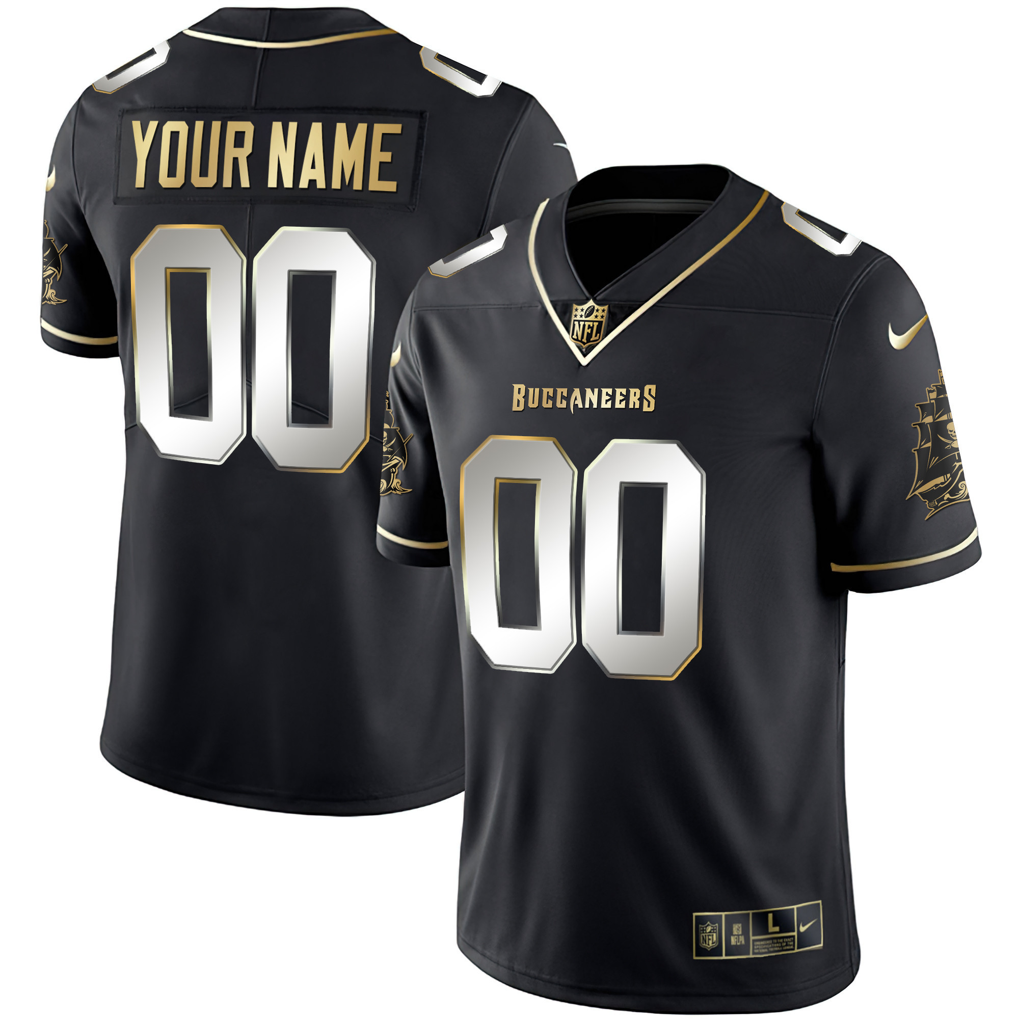 Men's Tampa Bay Buccaneers Custom Name & Number Black Limited Jersey - All Stitched