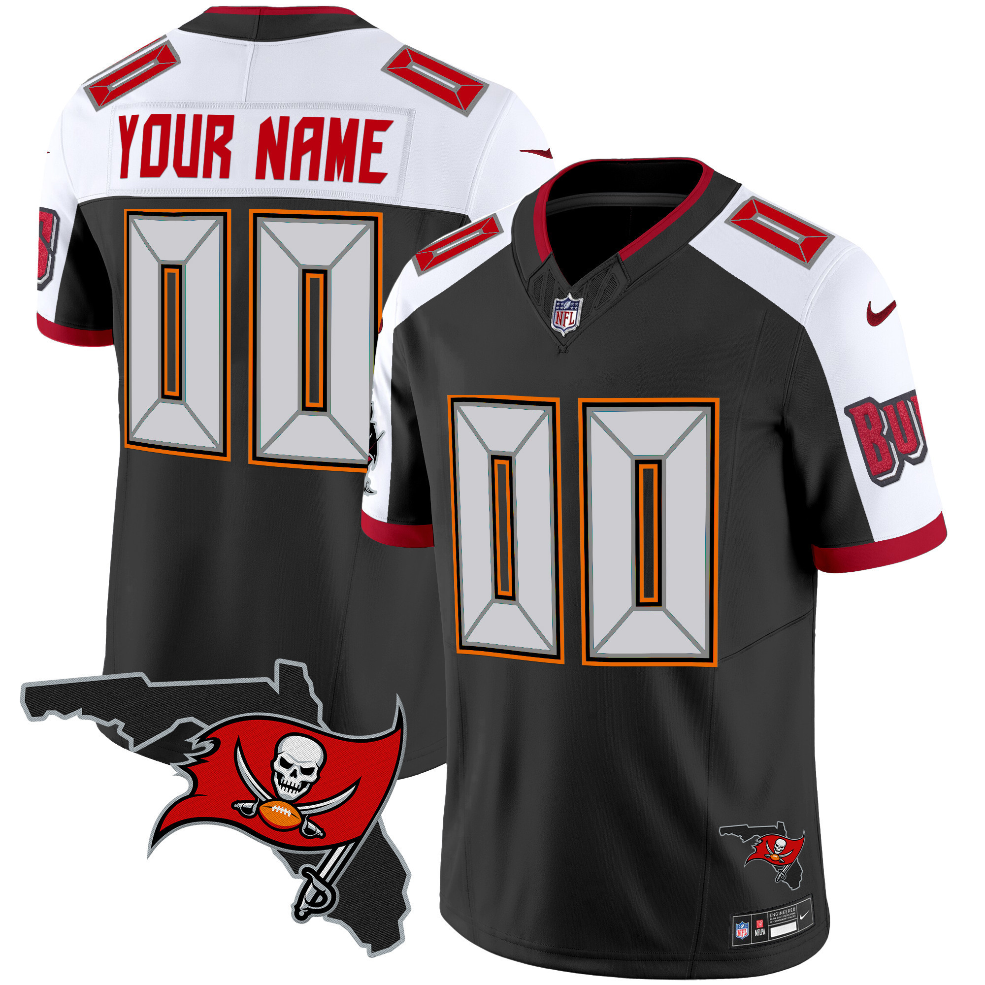 Men's Tampa Bay Buccaneers Florida Patch Vapor Limited Custom Black Alternate Jersey - All Stitched