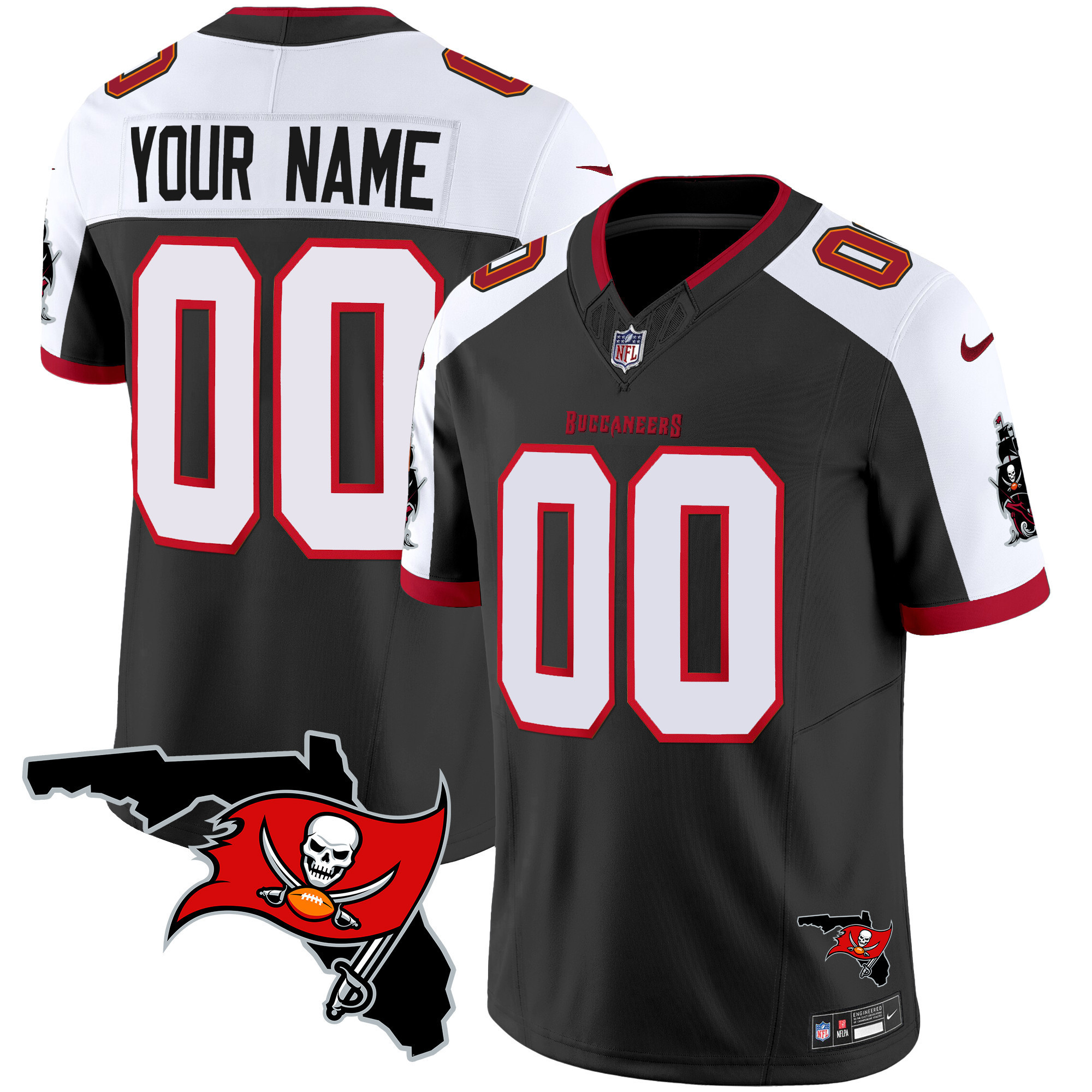 Men's Tampa Bay Buccaneers Florida Patch Vapor Limited Custom Black Alternate Jersey - All Stitched