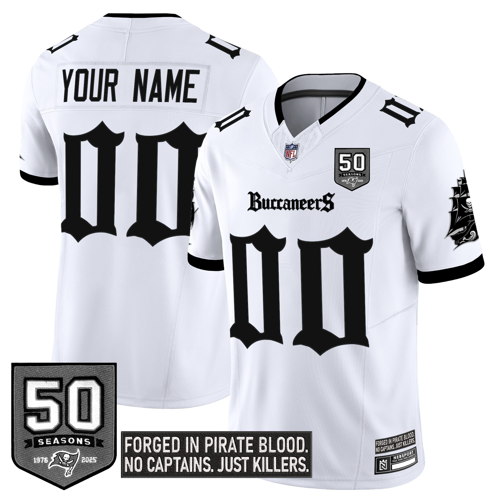 Men's Tampa Bay Buccaneers 'Gothic Pirate Shadows Edition' Vapor Limited Custom White Jersey - All Stitched