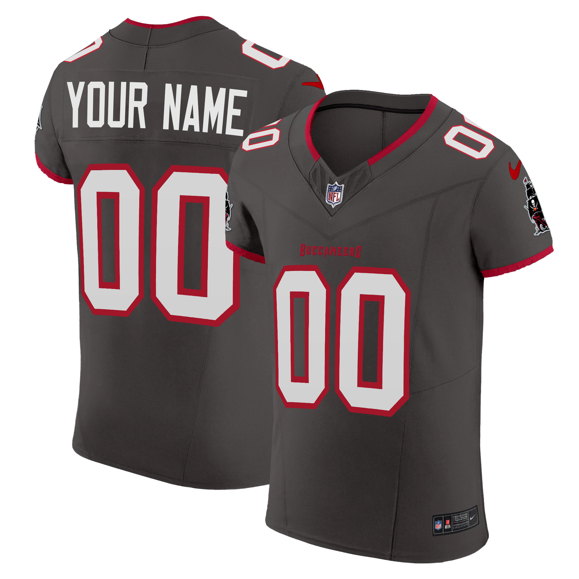 Men's Tampa Bay Buccaneers Vapor Elite Custom Pewter Jersey - All Stitched