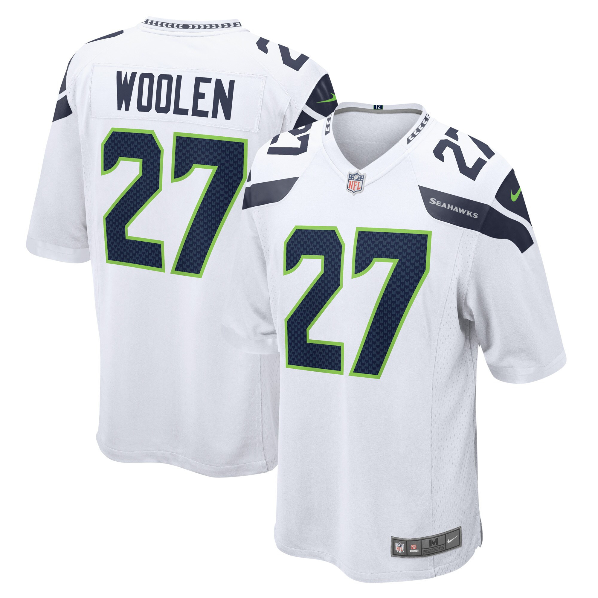 Men's Tariq Woolen Seattle Seahawks White Jersey - All Stitched