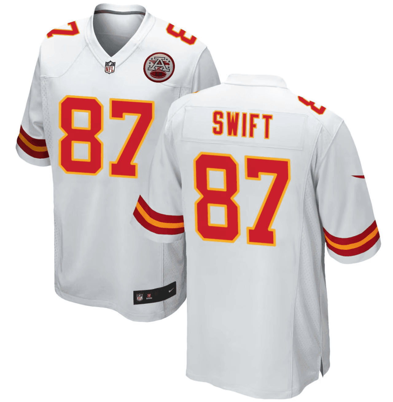 Men's Taylor Swift Kansas City Chiefs White White Jersey - All Stitched