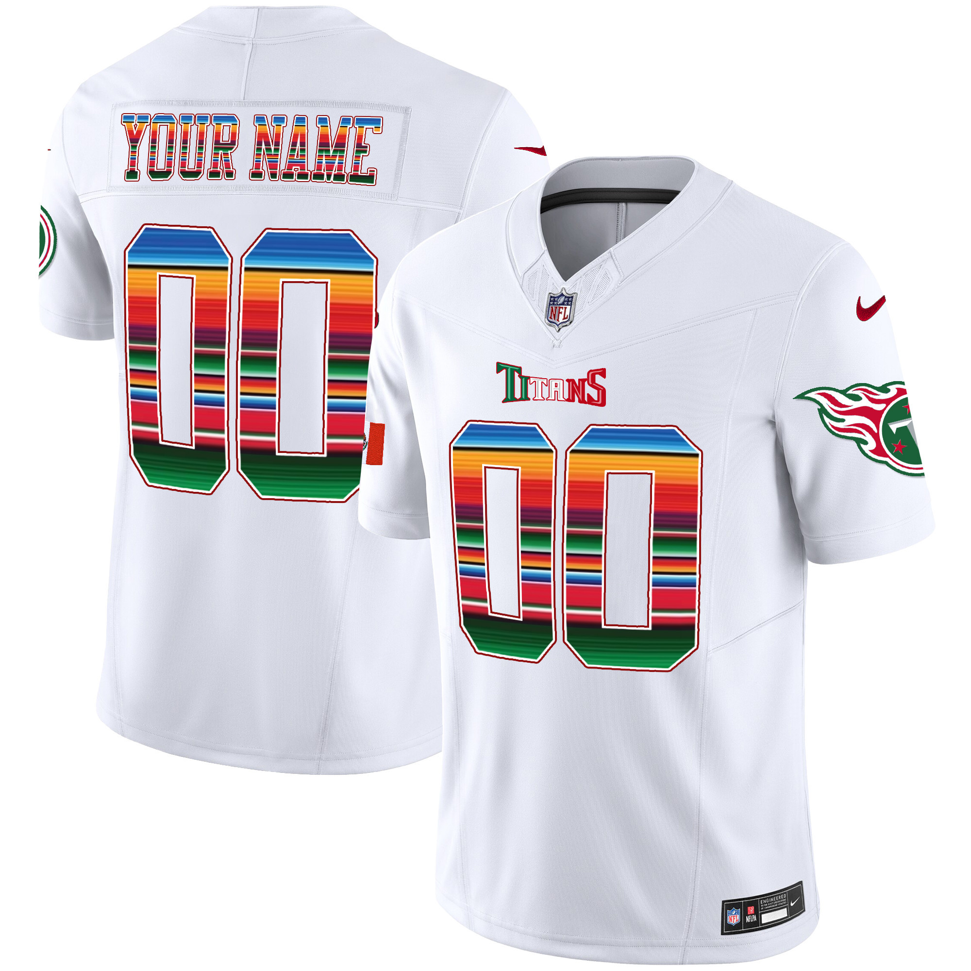 Men's Tennessee Titans Mexico Vapor Custom White Jersey - All Stitched
