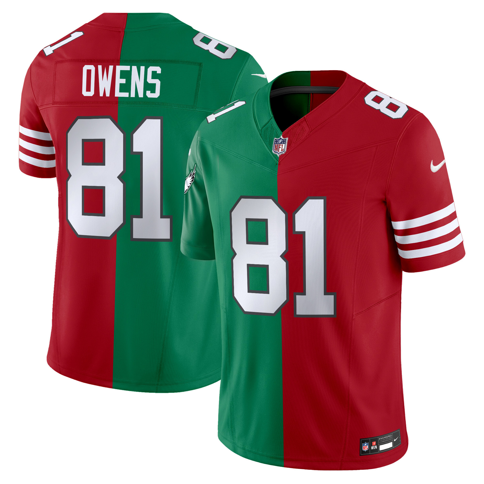 Men's Terrell Owens Philadelphia Eagles Split Vapor Limited 49ers - Eagles Jersey - All Stitched