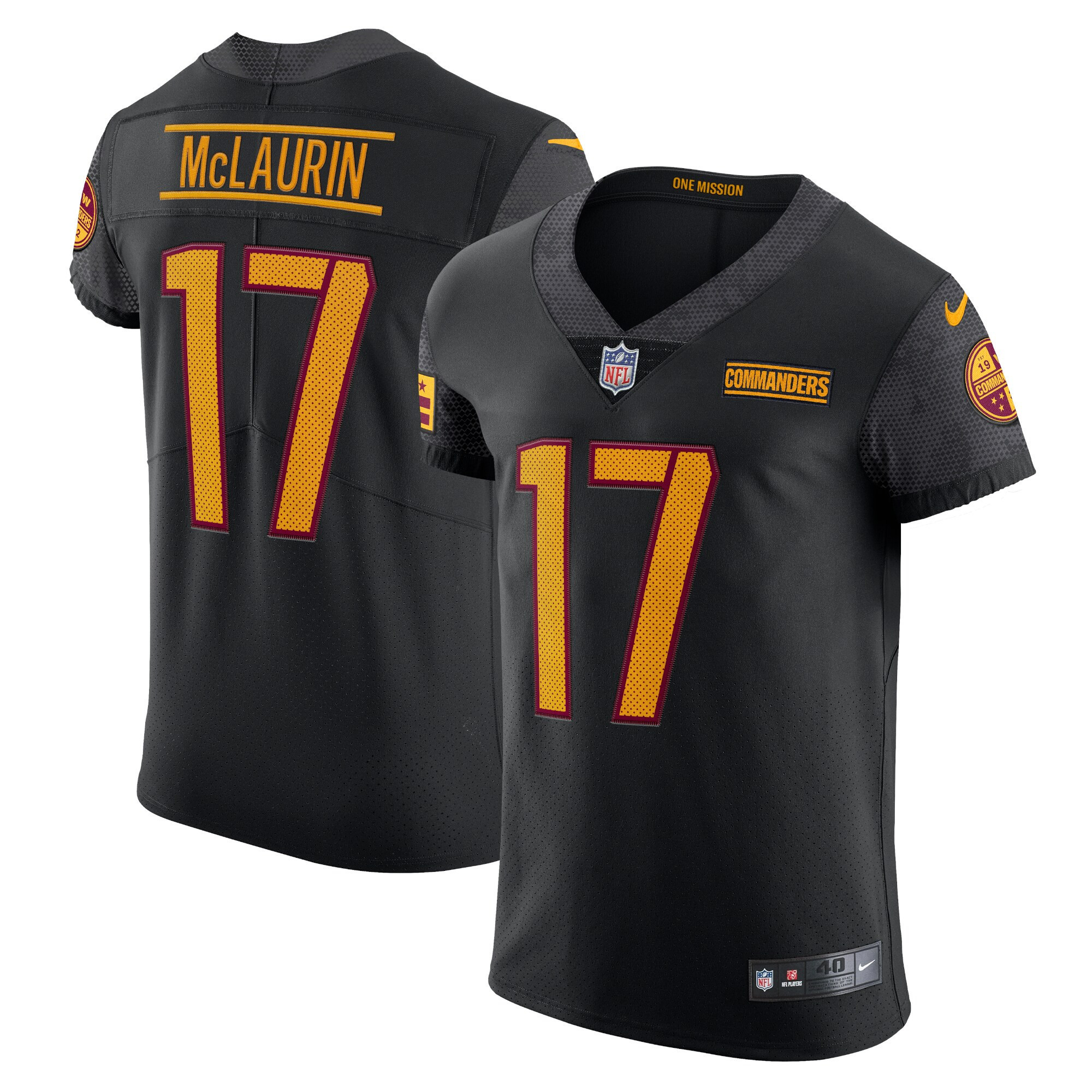 Men's Terry McLaurin Washington Commanders Black Vapor Elite Black Jersey - All Stitched