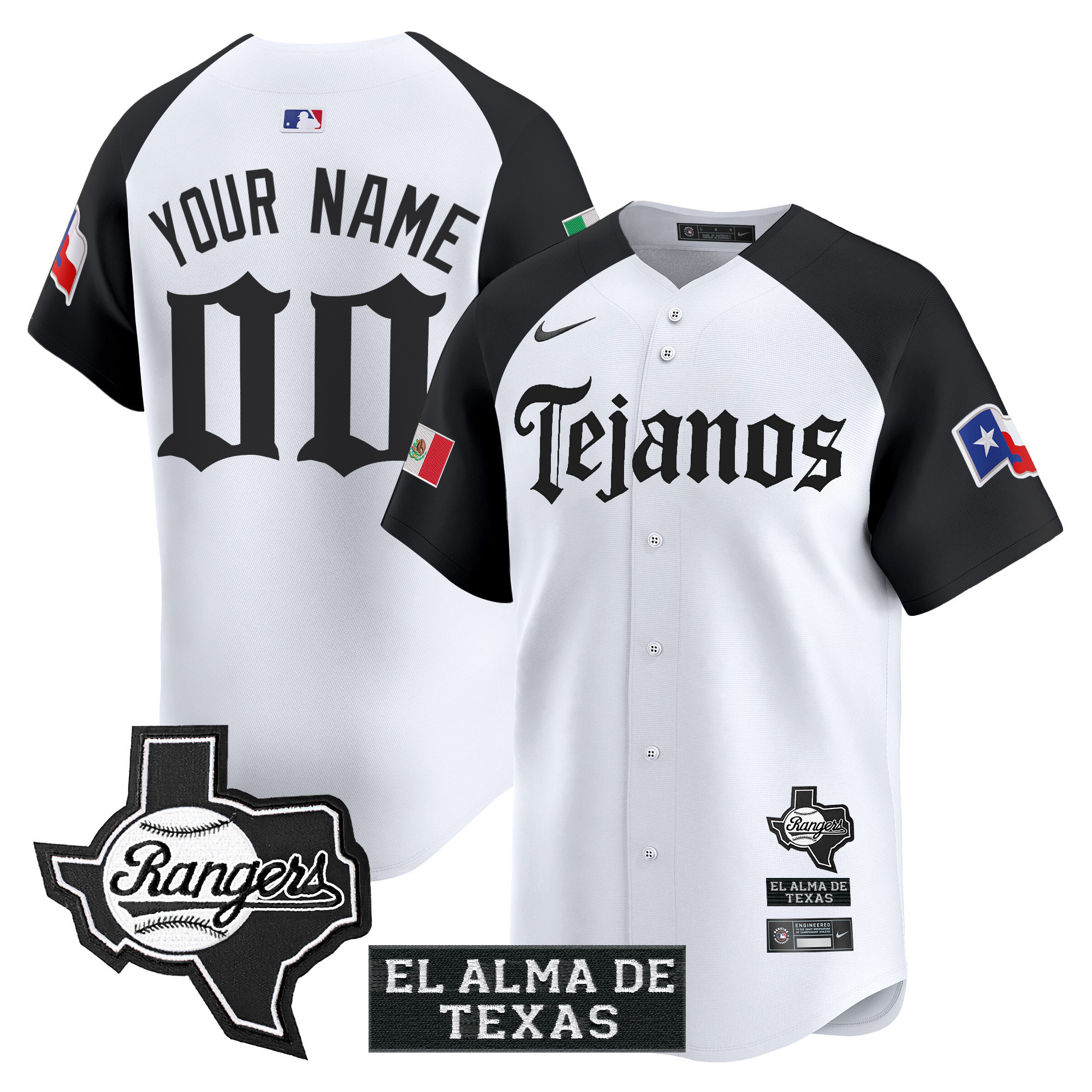 Men's Texas Rangers Mexico Tejano Barrio Style Vapor Premier Limited Custom Alternate Jersey - All Stitched
