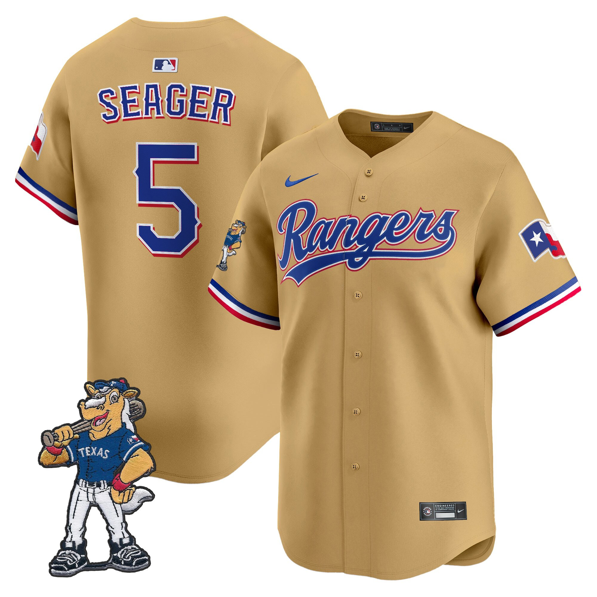 Men's Texas Rangers - Rangers Captain Patch Vapor Premier Limited Corey Seager Jersey - All Stitched