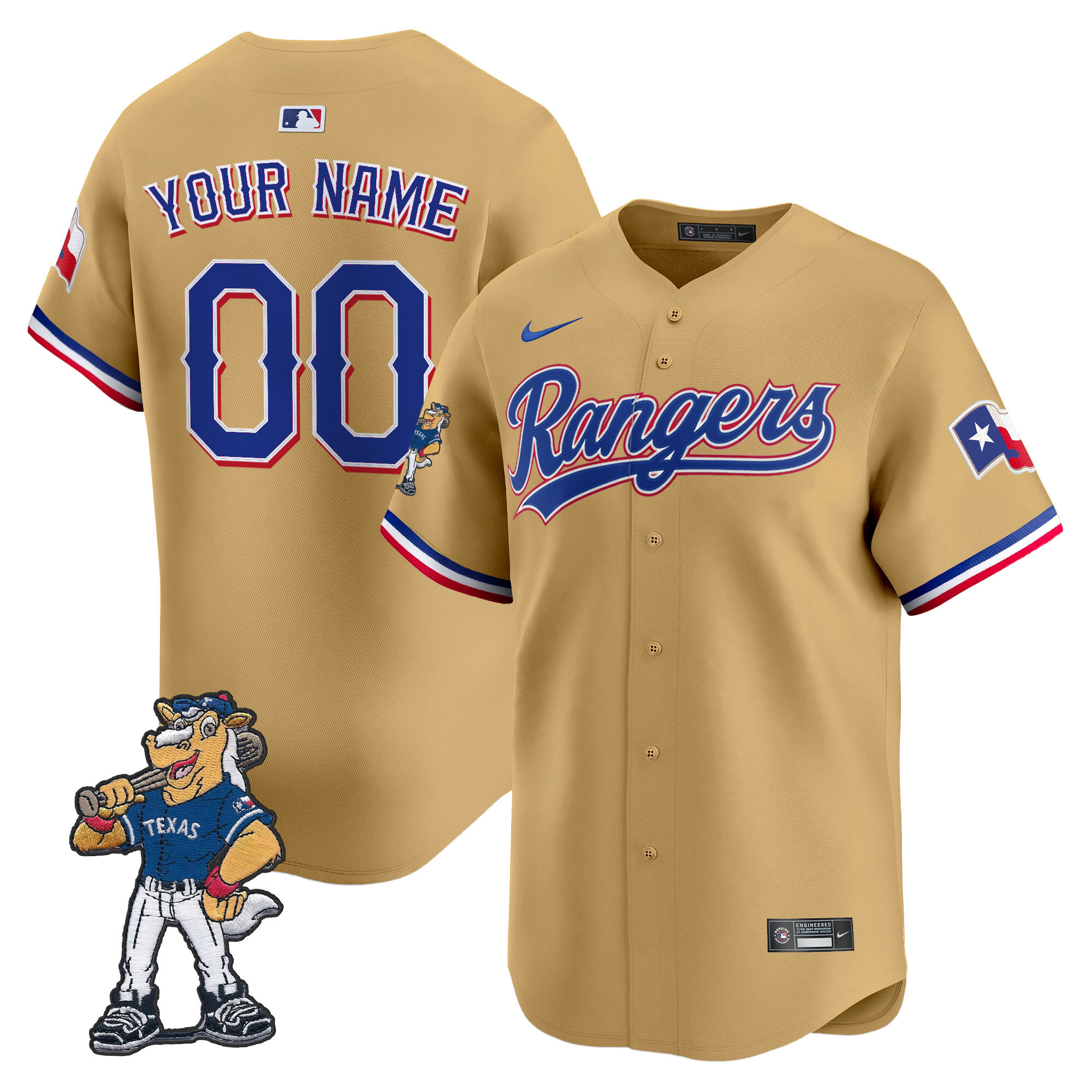 Men's Texas Rangers - Rangers Captain Patch Vapor Premier Limited Custom Jersey - All Stitched