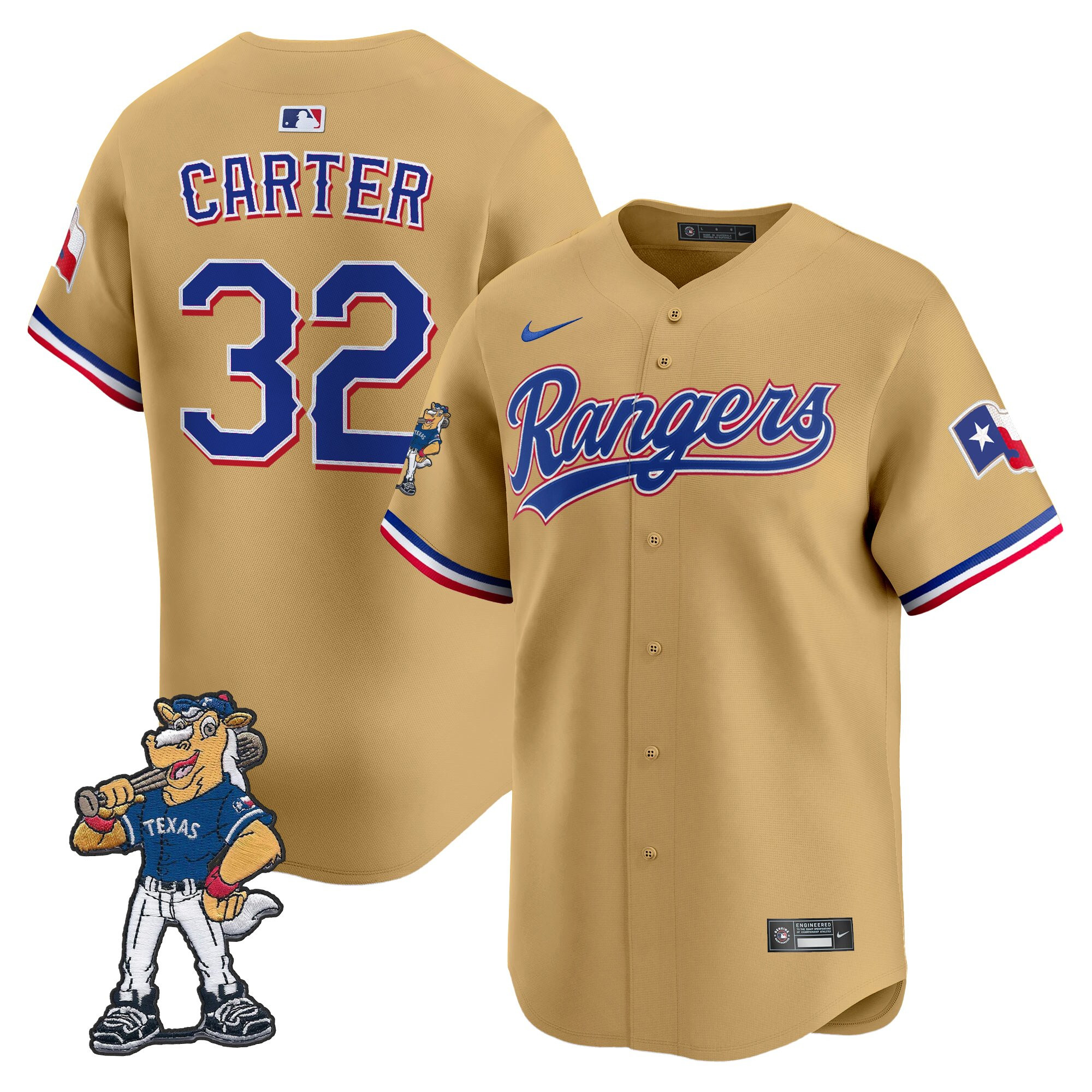 Men's Texas Rangers - Rangers Captain Patch Vapor Premier Limited Evan Carter Jersey - All Stitched