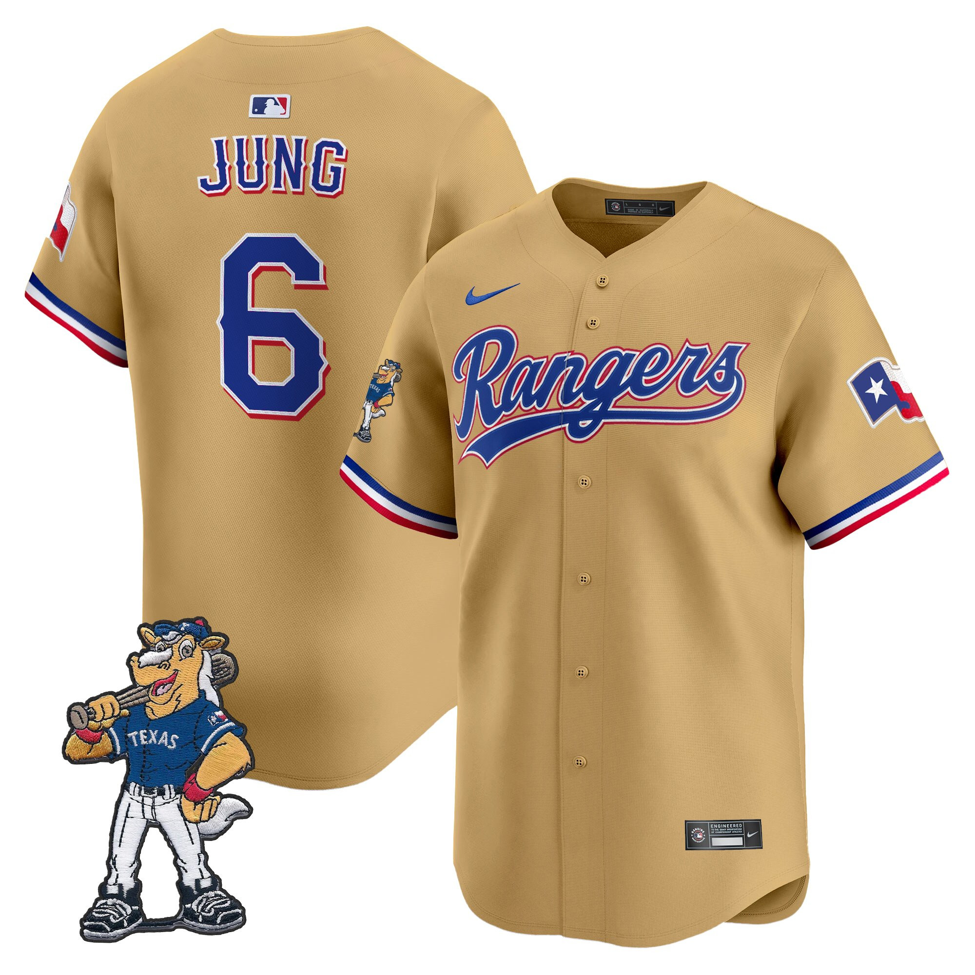 Men's Texas Rangers - Rangers Captain Patch Vapor Premier Limited Josh Jung Jersey - All Stitched