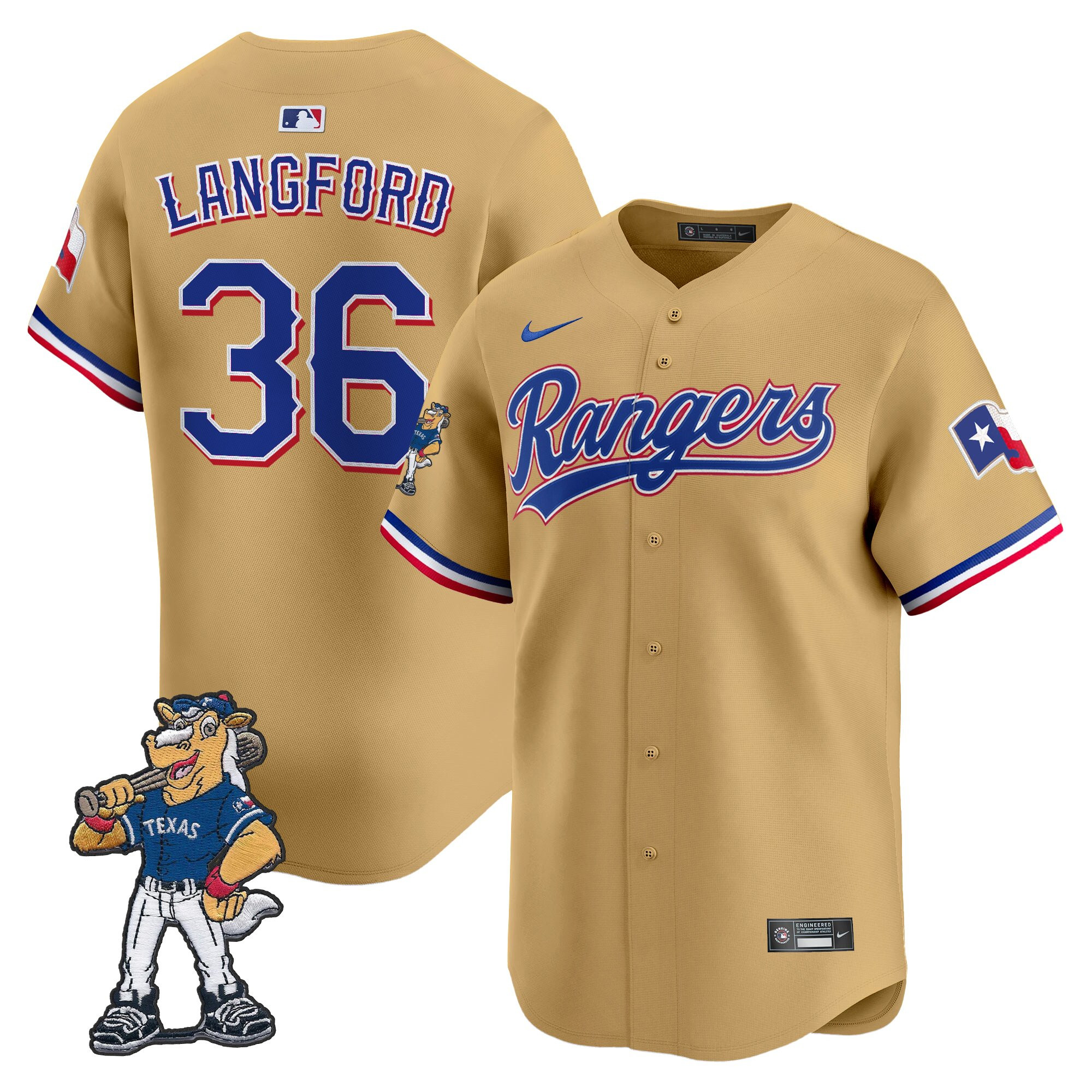 Men's Texas Rangers - Rangers Captain Patch Vapor Premier Limited Wyatt Langford Jersey - All Stitched