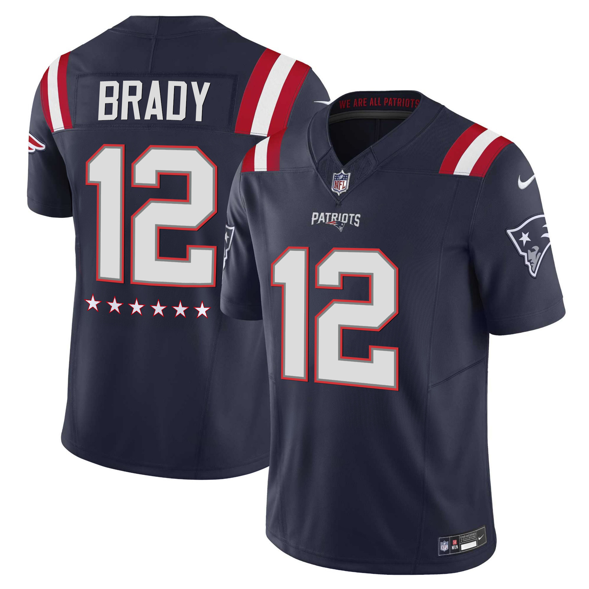 Men's Tom Brady New England Patriots 6x-Time Super Bowl Vapor Limited Navy Jersey - All Stitched