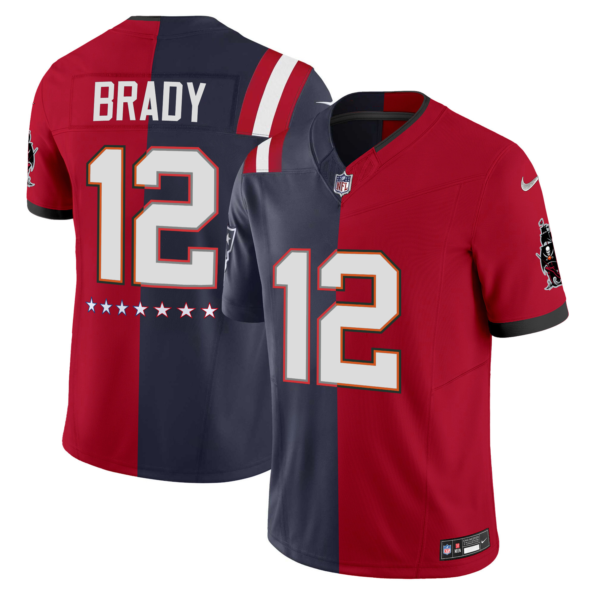 Men's Tom Brady New England Patriots 6x-Time Super Bowl Vapor Limited Split Jersey - All Stitched