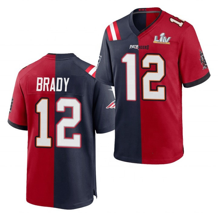 Men's Tom Brady Patriots Tampa Bay Buccaneers Split Split Jersey - All Stitched