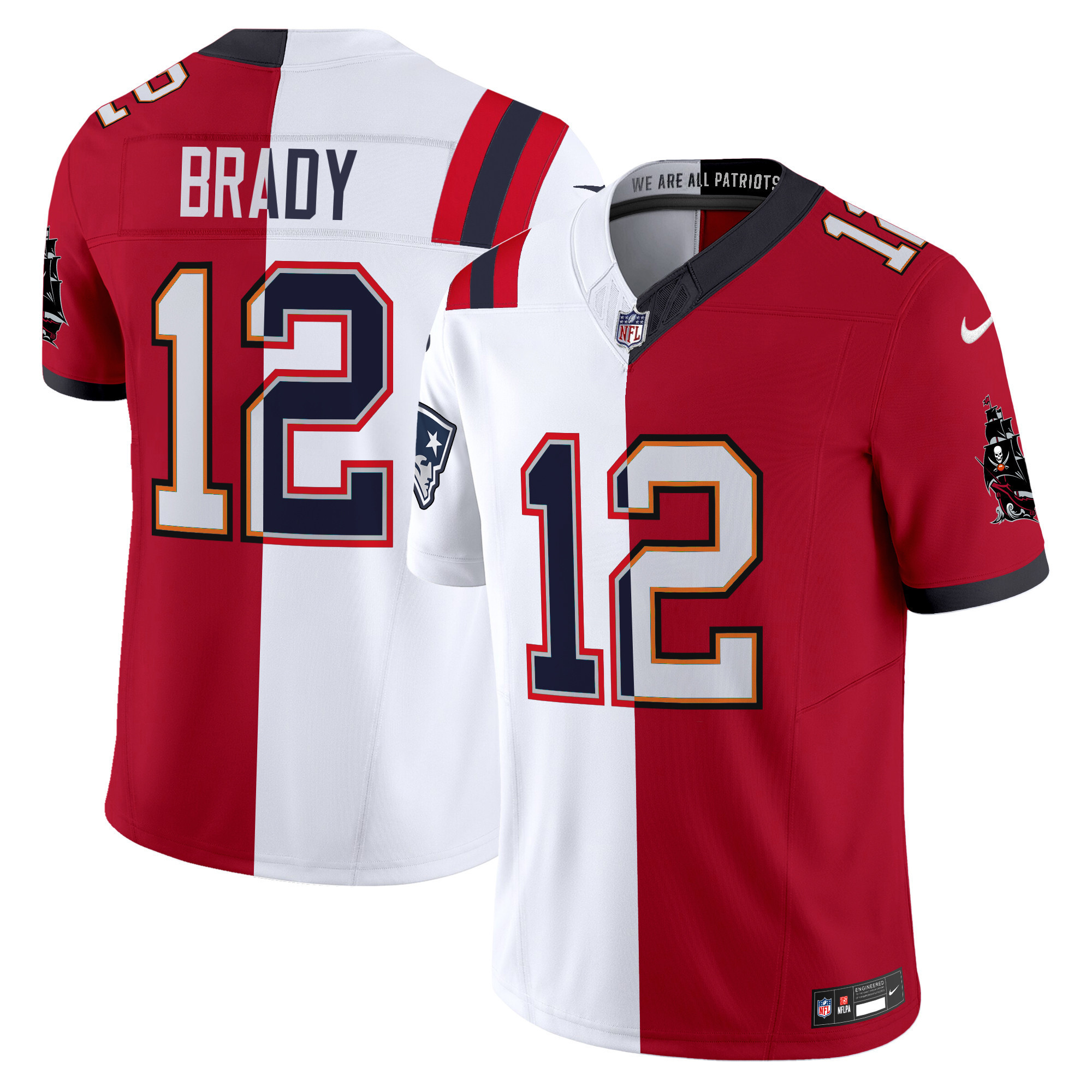 Men's Tom Brady Tampa Bay Buccaneers Split Vapor Limited Patriots - Buccaneers Jersey - All Stitched