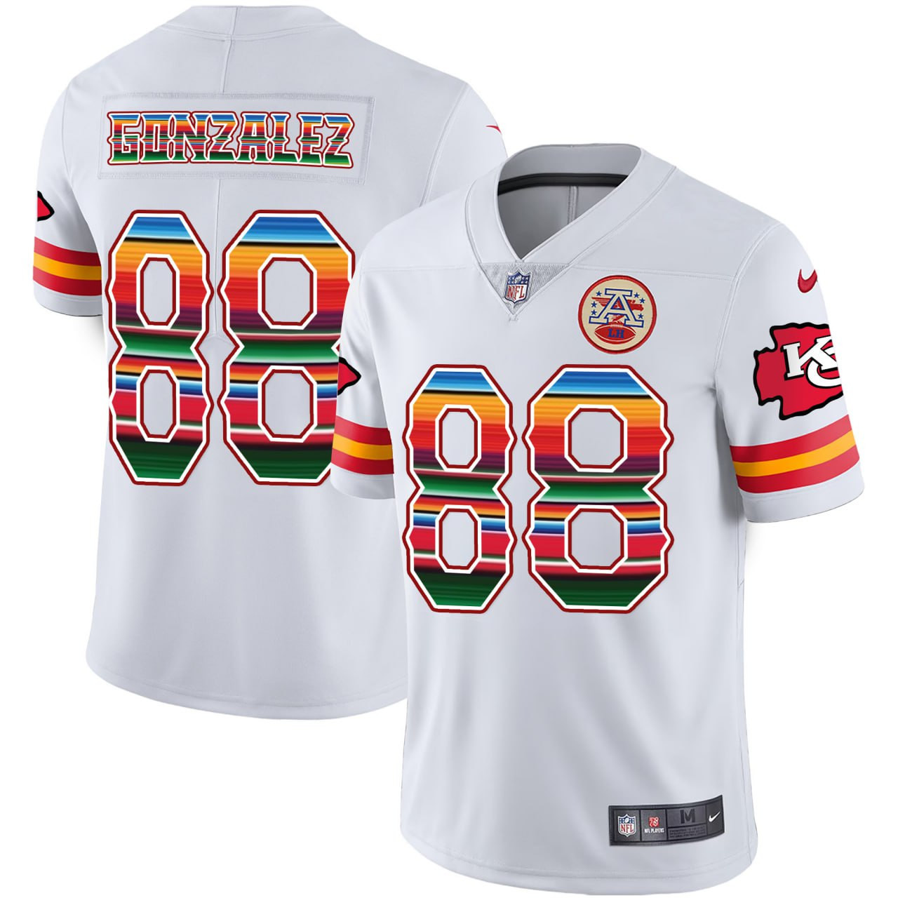 Men's Tony Gonzalez Kansas City Chiefs Mexico Game Player White Jersey - All Stitched