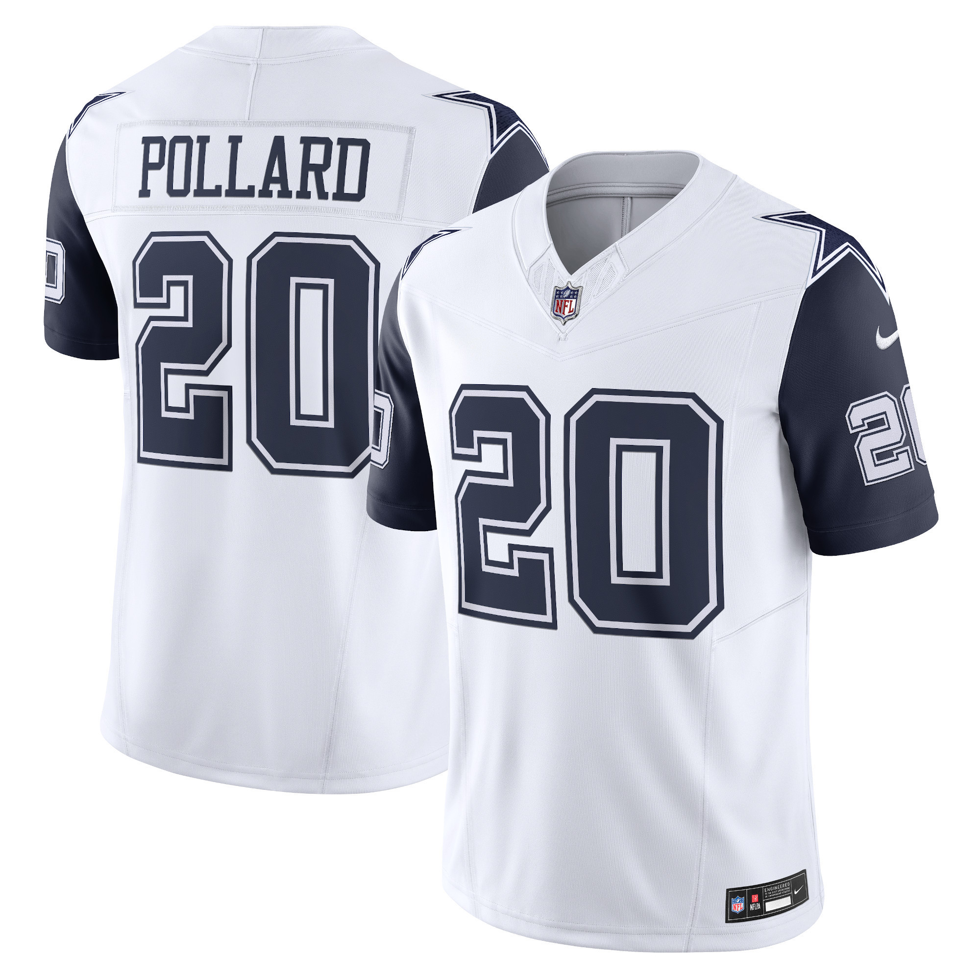 Men's Tony Pollard Dallas Cowboys White/Navy Jersey - All Stitched