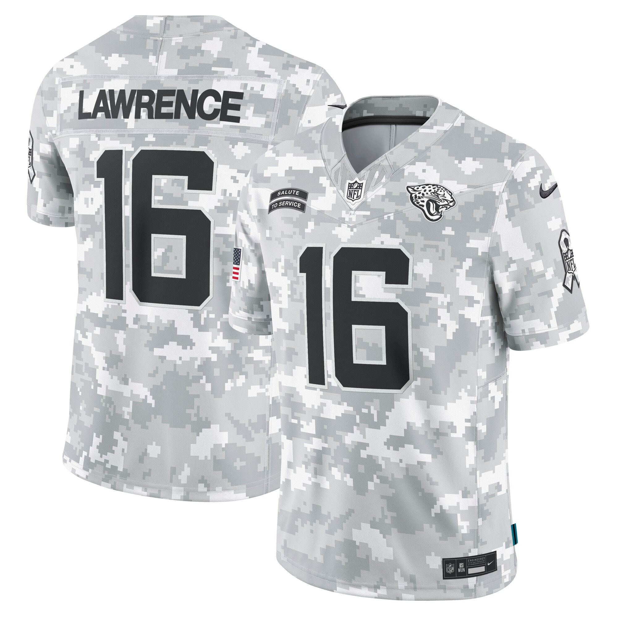 Men's Trevor Lawrence Jacksonville Jaguars 2024 Salute to Service Vapor Limited Arctic Camo Jersey - All Stitched
