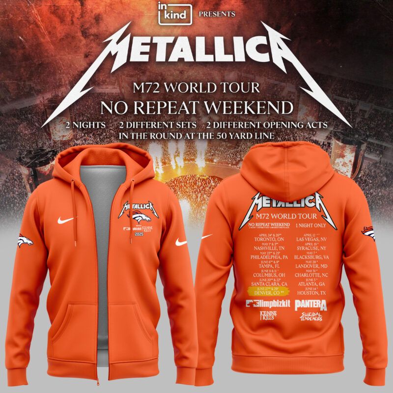 Men's Versio M72 World Tour Broncos 2025 Orange Zip Hoodie