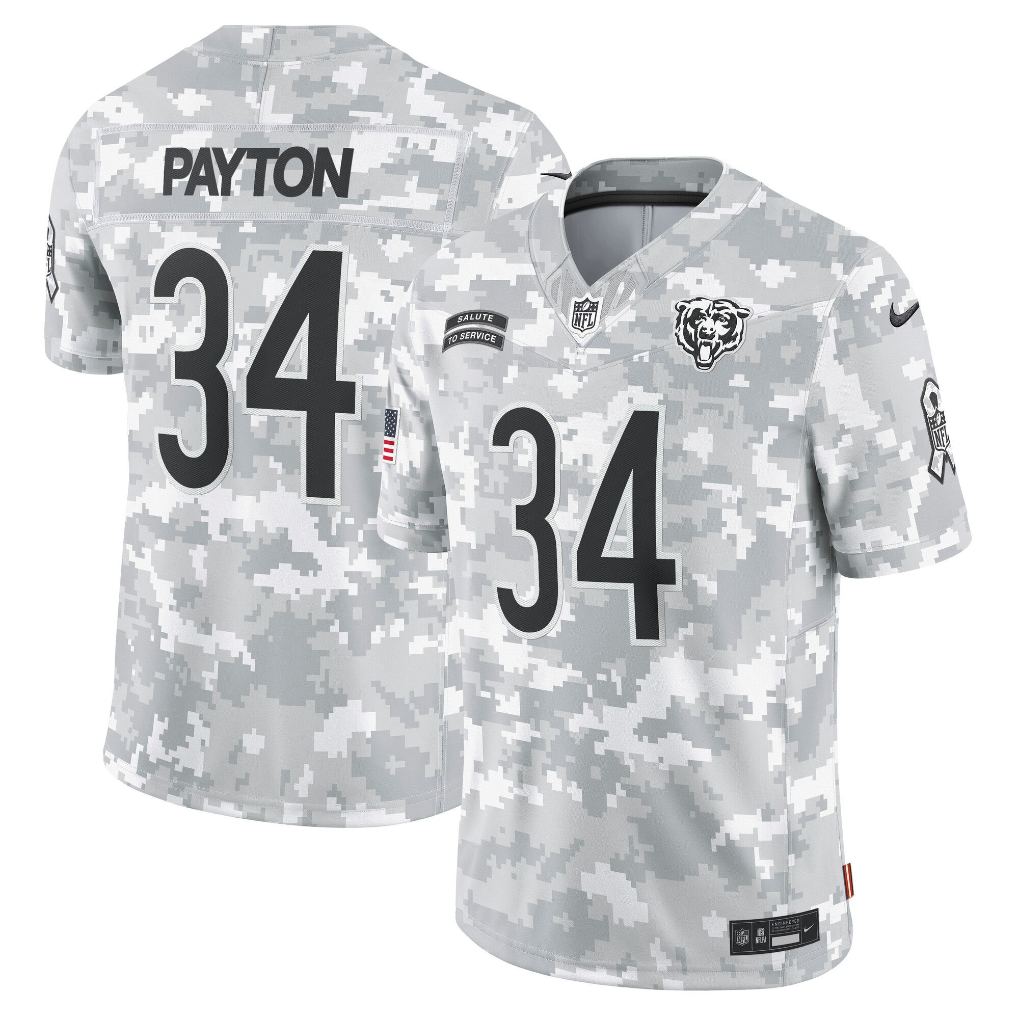 Men's Walter Payton Chicago Bears 2024 Salute to Service Vapor Limited Arctic Camo Jersey - All Stitched
