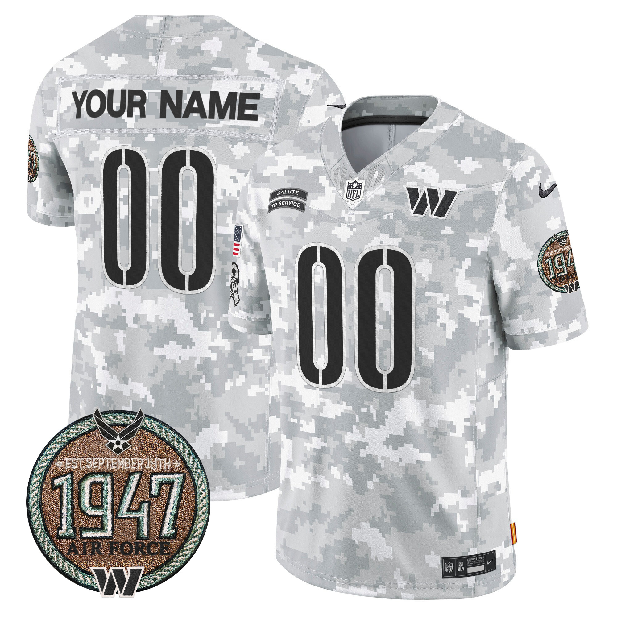 Men's Washington Commanders 2024 Salute to Service Establishment Year Patch Vapor Limited Custom Air Force Jersey - All Stitched