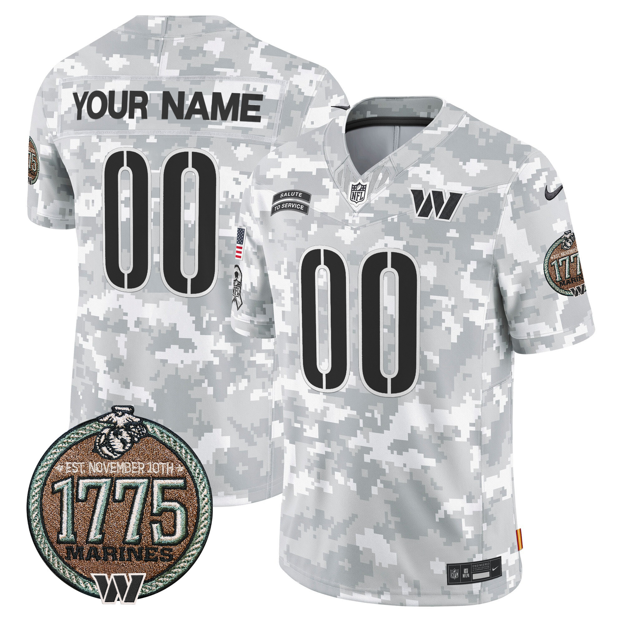 Men's Washington Commanders 2024 Salute to Service Establishment Year Patch Vapor Limited Custom Marines Jersey - All Stitched