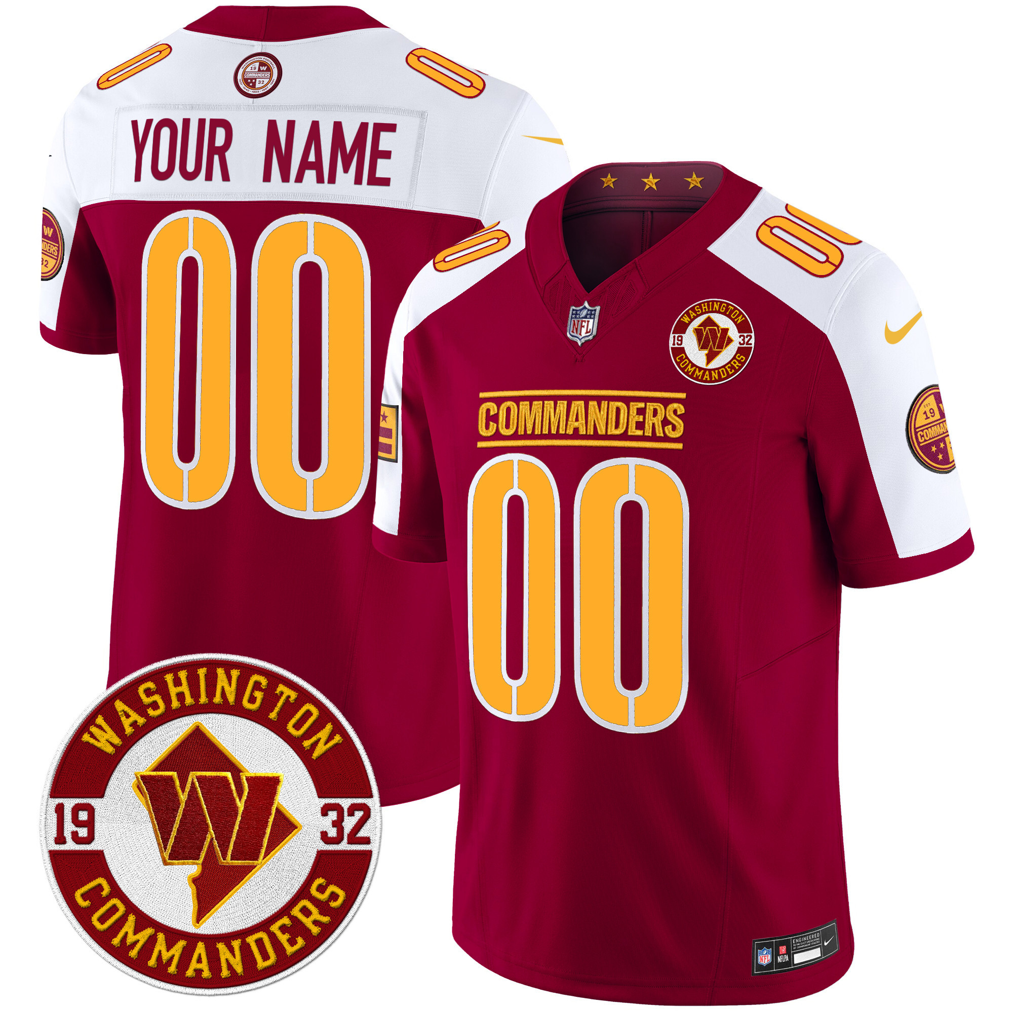 Men's Washington Commanders 2024 Vapor Limited Custom Burgundy Alternate Jersey - All Stitched
