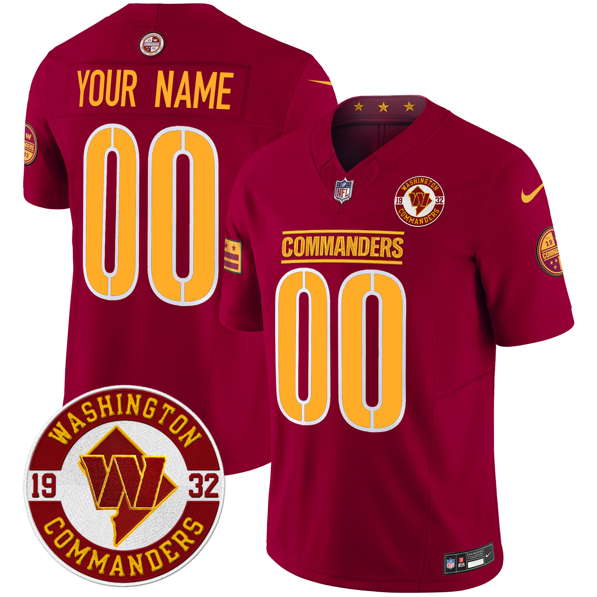 Men's Washington Commanders 2024 Vapor Limited Custom Burgundy Jersey - All Stitched