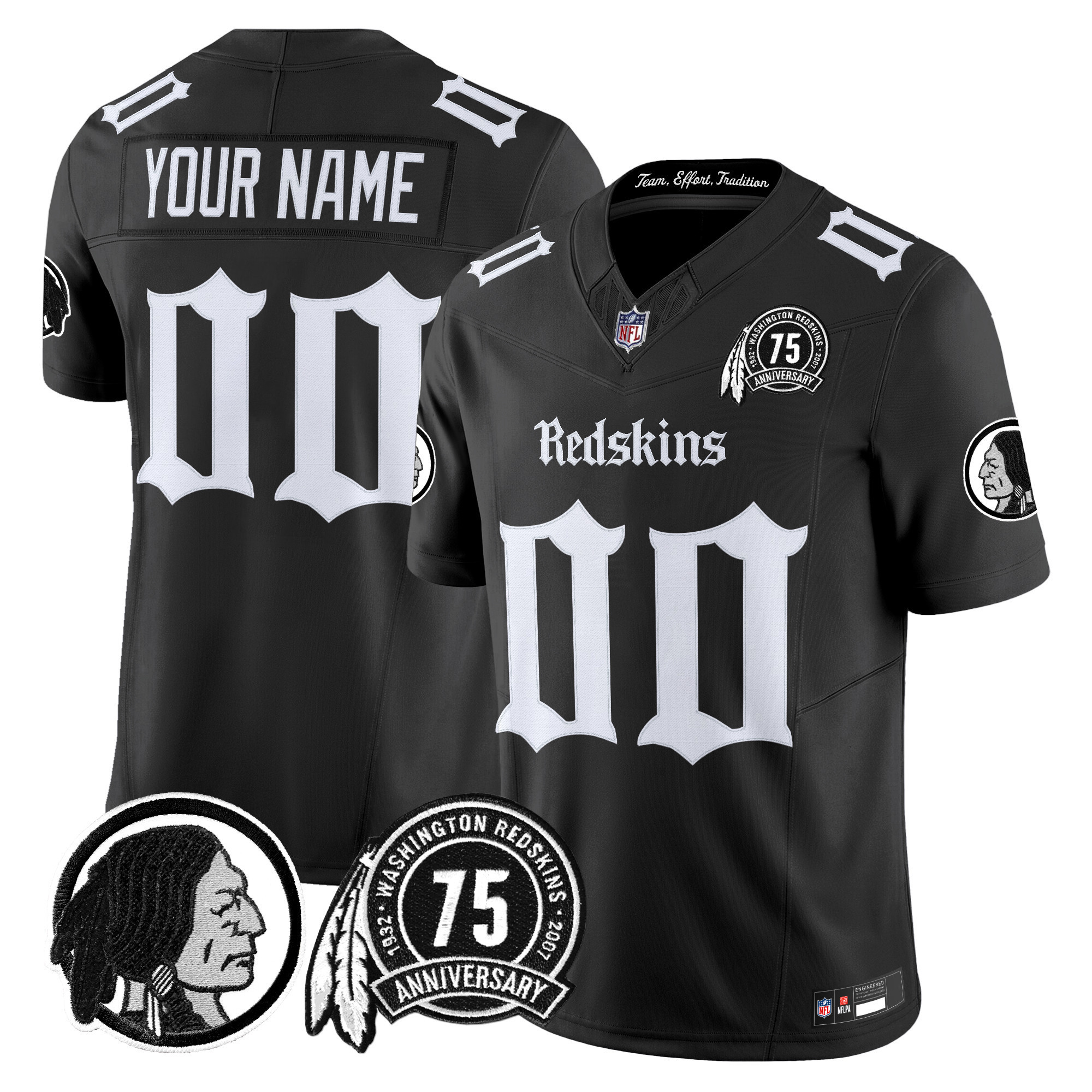 Men's Washington Commanders 'Gothic Capital Edition' Vapor Limited Custom Black Jersey - All Stitched