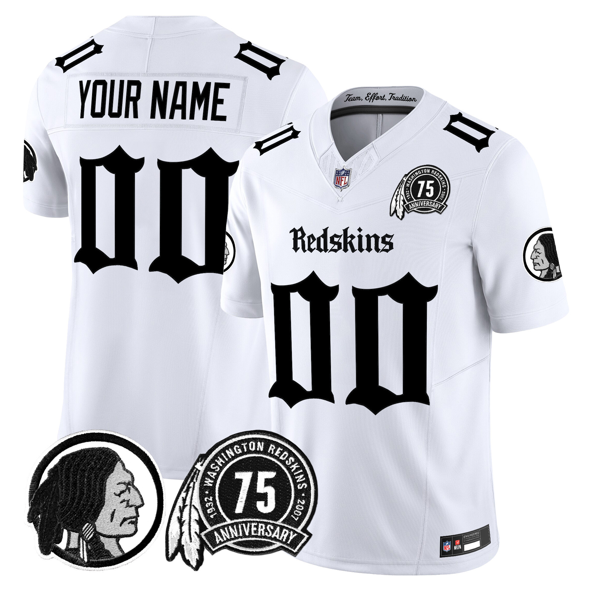 Men's Washington Commanders 'Gothic Capital Edition' Vapor Limited Custom White Jersey - All Stitched