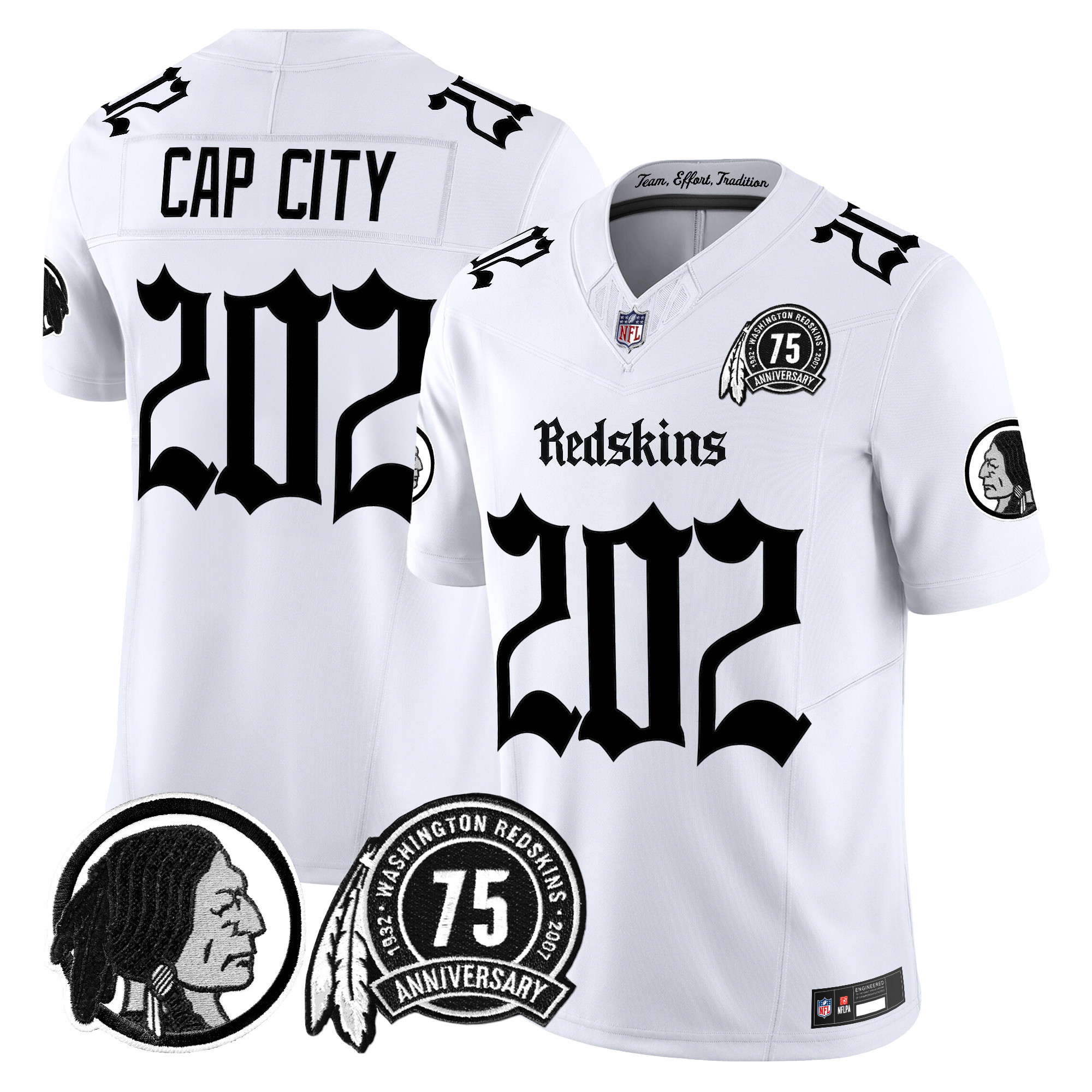 Men's Washington Commanders 'Gothic Capital Edition' Vapor Limited White Cap City 202 Jersey - All Stitched