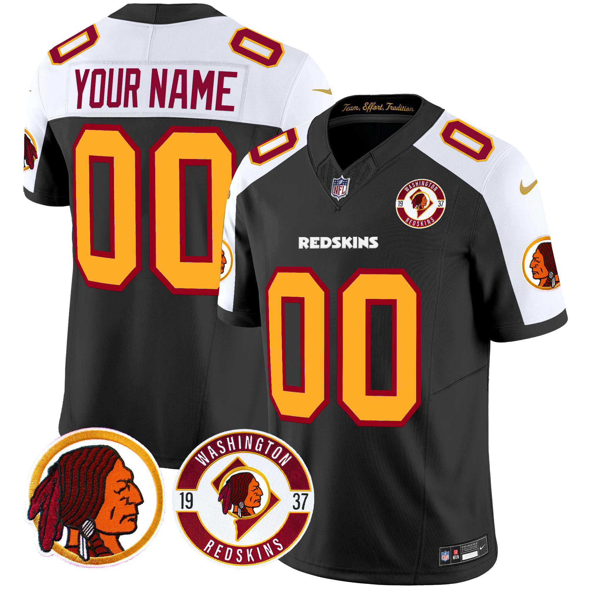 Men's Washington Redskins 2024 Vapor Limited Custom Black Alternate Jersey - All Stitched