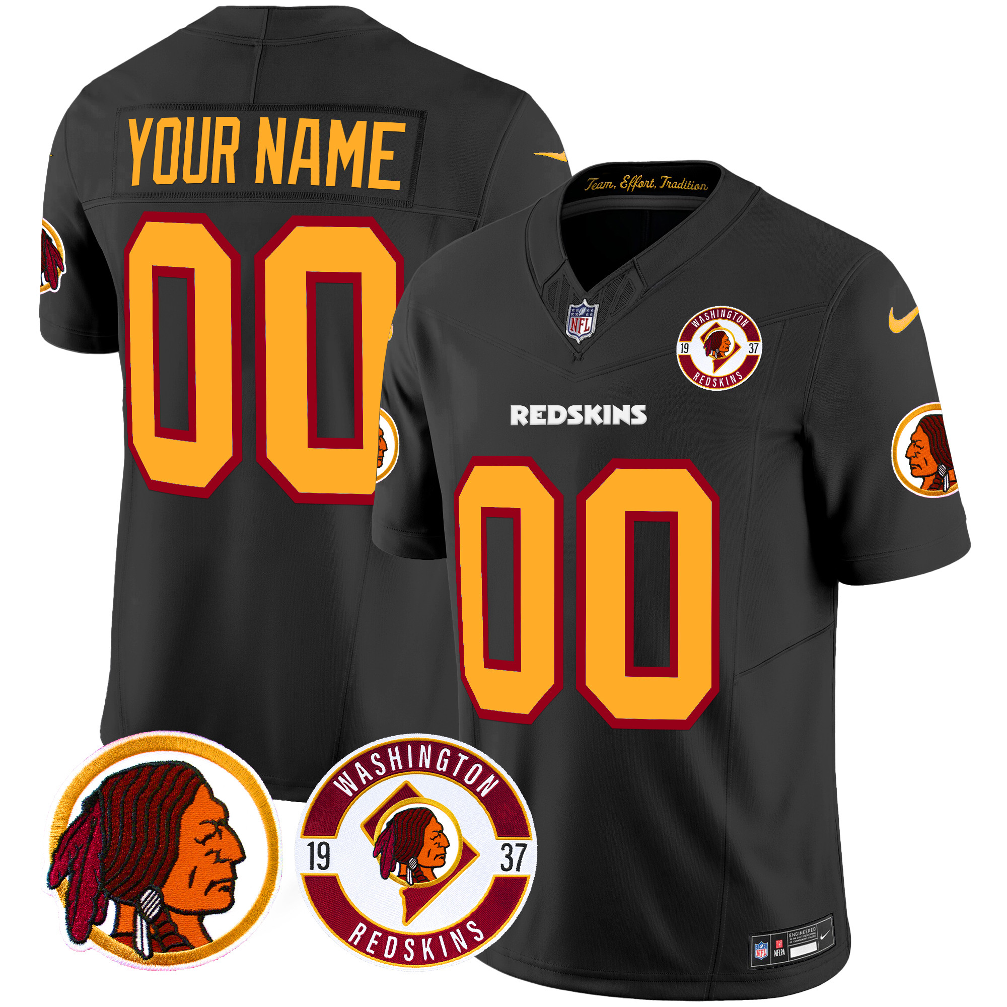 Men's Washington Redskins 2024 Vapor Limited Custom Black Jersey - All Stitched